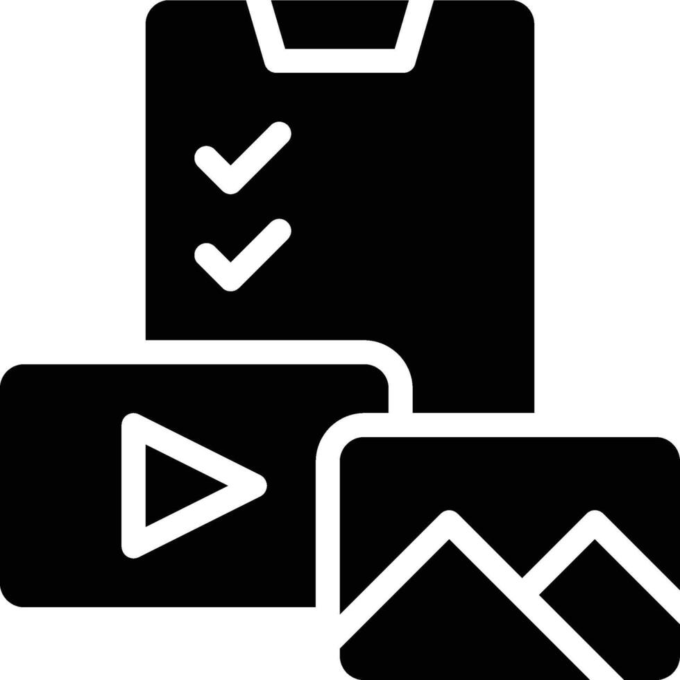 Content Management, Content Managing, Multimedia Management Glyph Solid Icon vector