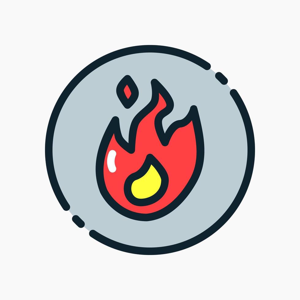 Design Illustration graphic of fire icon with colored line style. Suitable for UI, mobile design, web design, etc. vector
