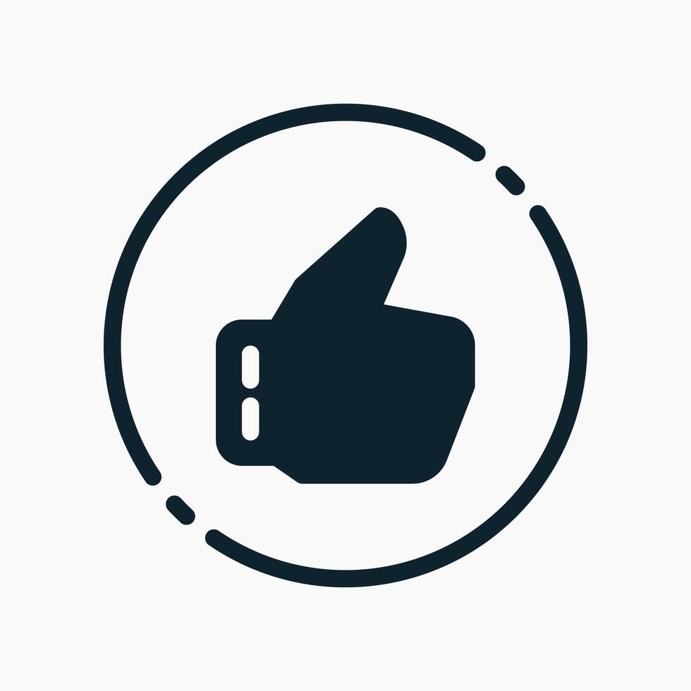 Design Illustration graphic of thumbs up symbol icon with glyph style. Suitable for UI, mobile design, web design, etc. vector