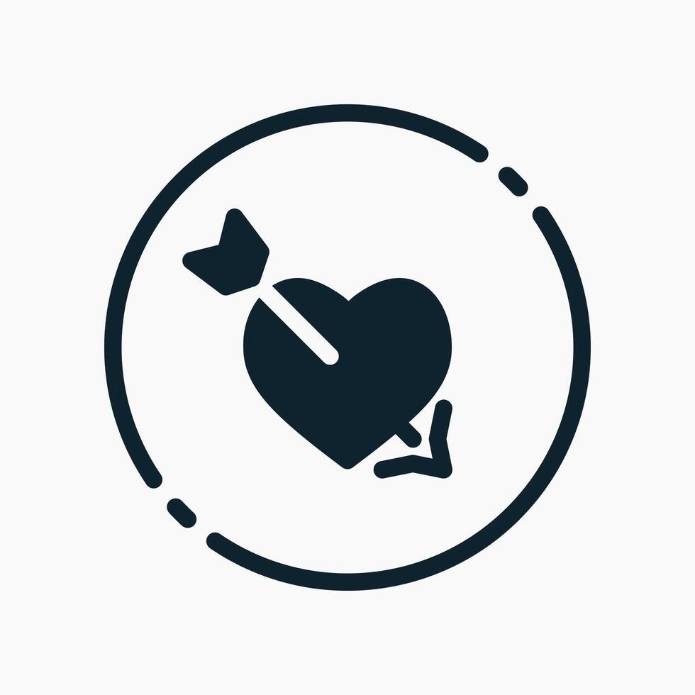 Design Illustration graphic of Heart with Arrow icon with glyph style. Suitable for UI, mobile design, web design, etc. vector