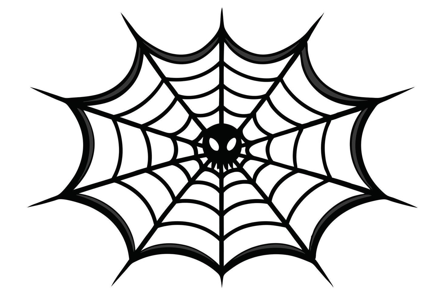Skull Web Halloween Icon Black Line Isolated on White Background Spooky vector
