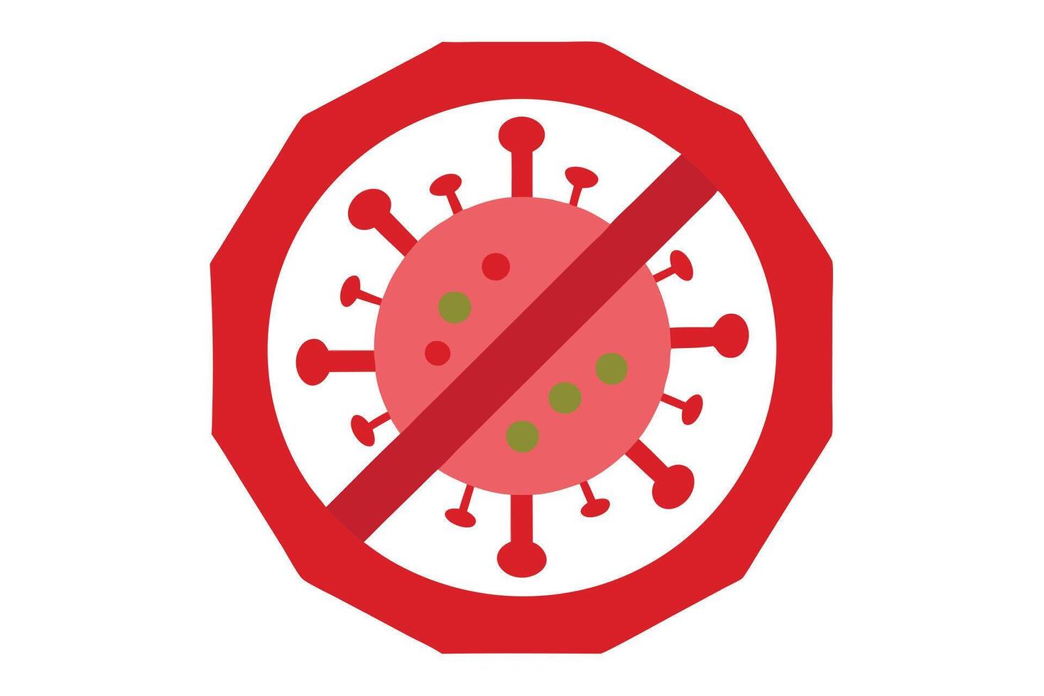 Virus Crossed Out Sign, Coronavirus Stop Symbol, Red Octagon on White vector