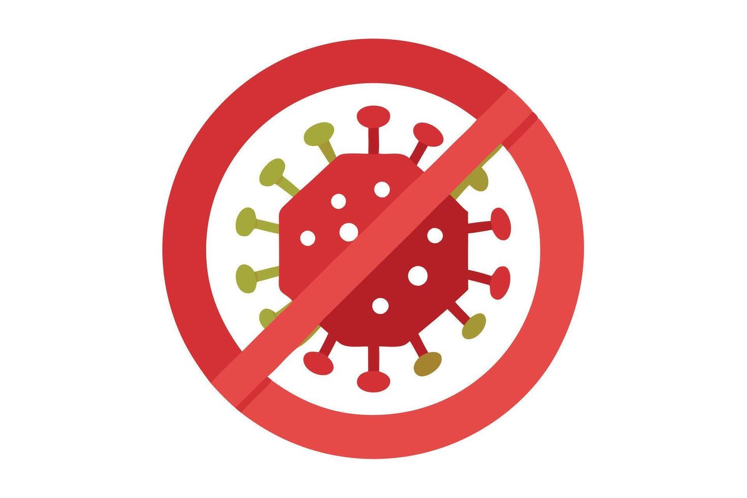 Stop Virus Flat Design with Green and Red Details in Red Prohibited Symbol Sign vector