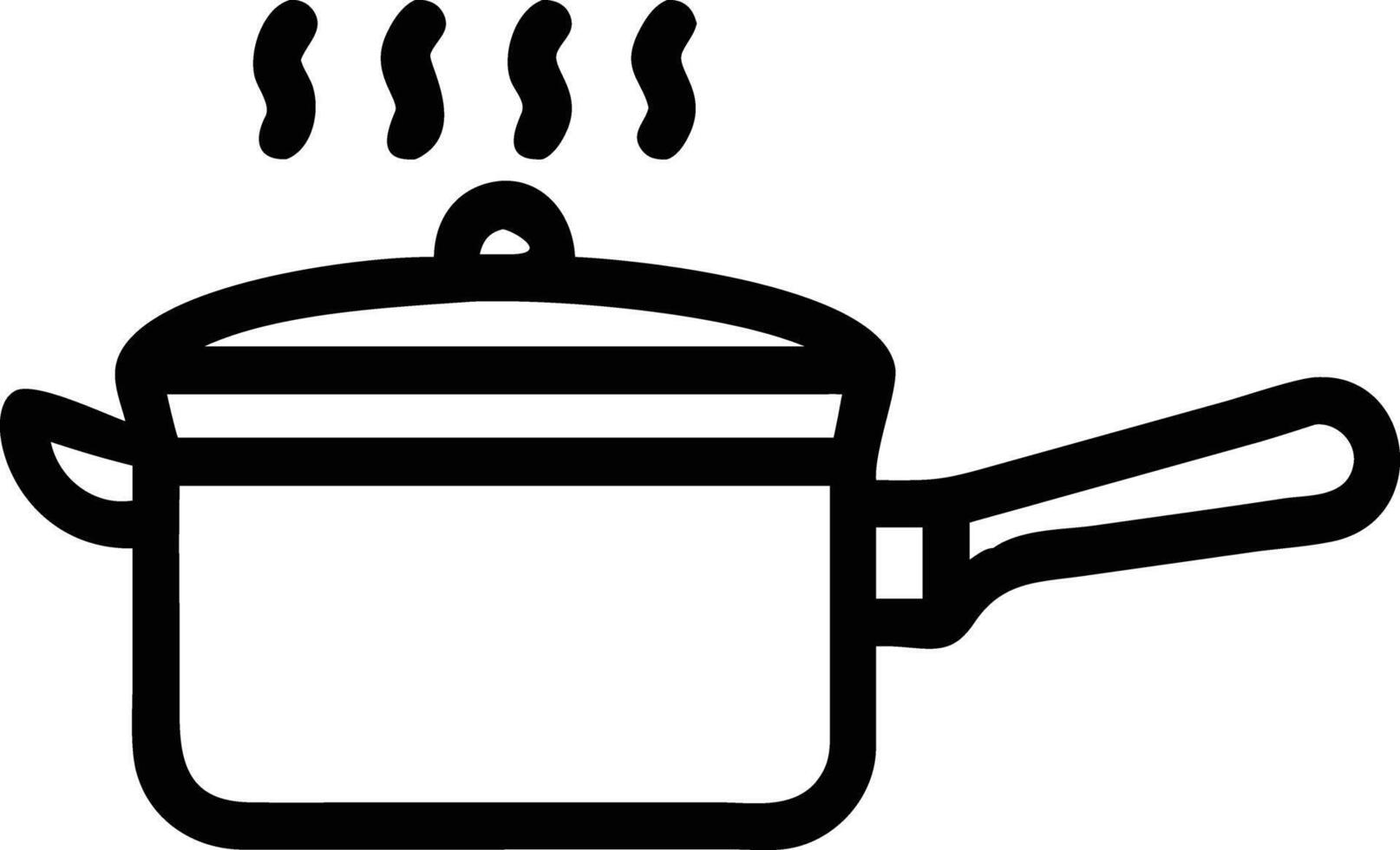 Kitchen Cooking Pot with Lid and Steam Outline Style Design vector