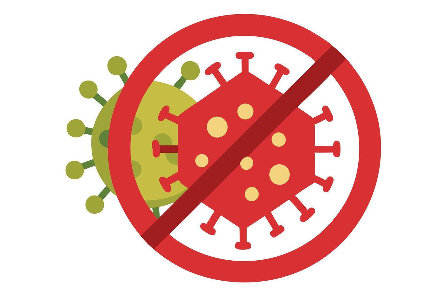 No Viruses Flat Icon, Red Circle with Slash, Germ Stop Sign, Flu, Sickness vector