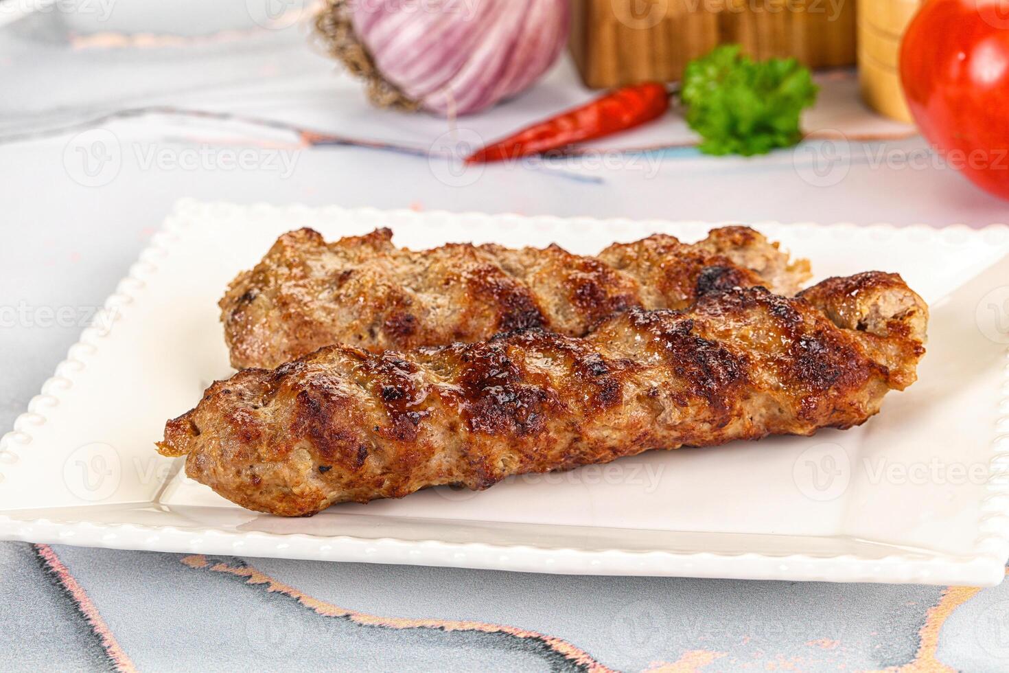 Turkish kebab meat on a plate photo