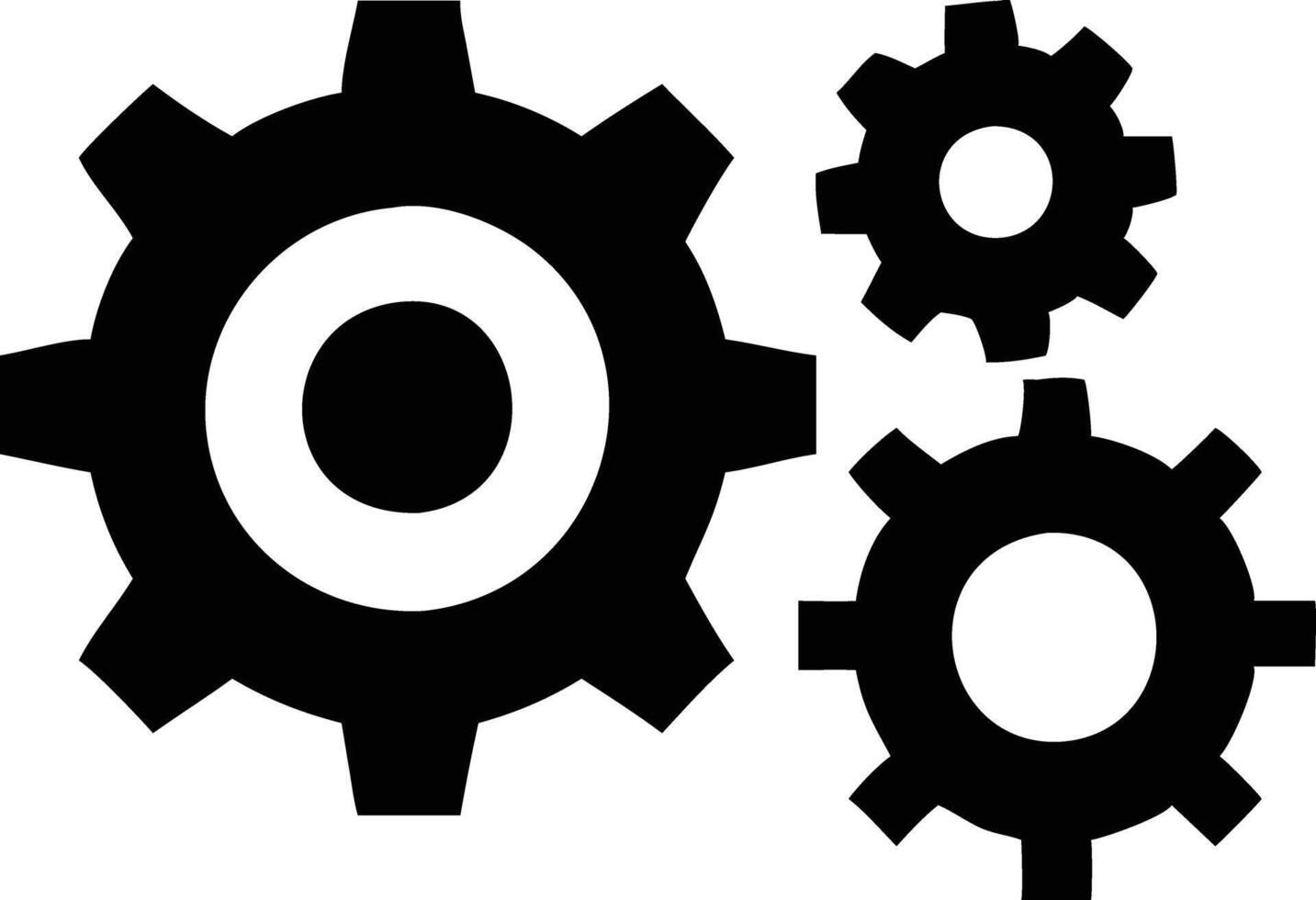 Black Gear Wheels Isolated on White Background Mechanical Technology Machine Parts vector