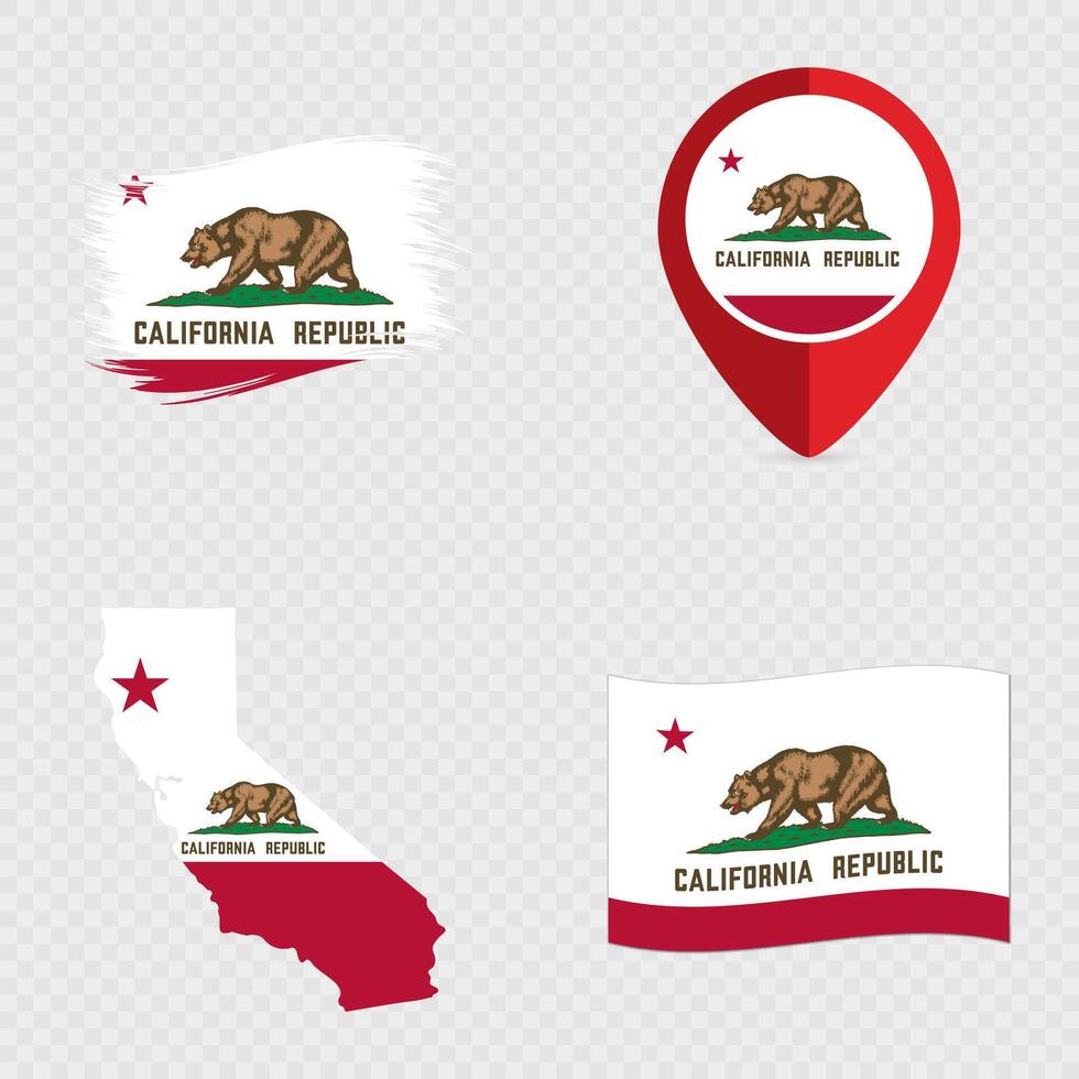 California State Flag Icon Set. vector