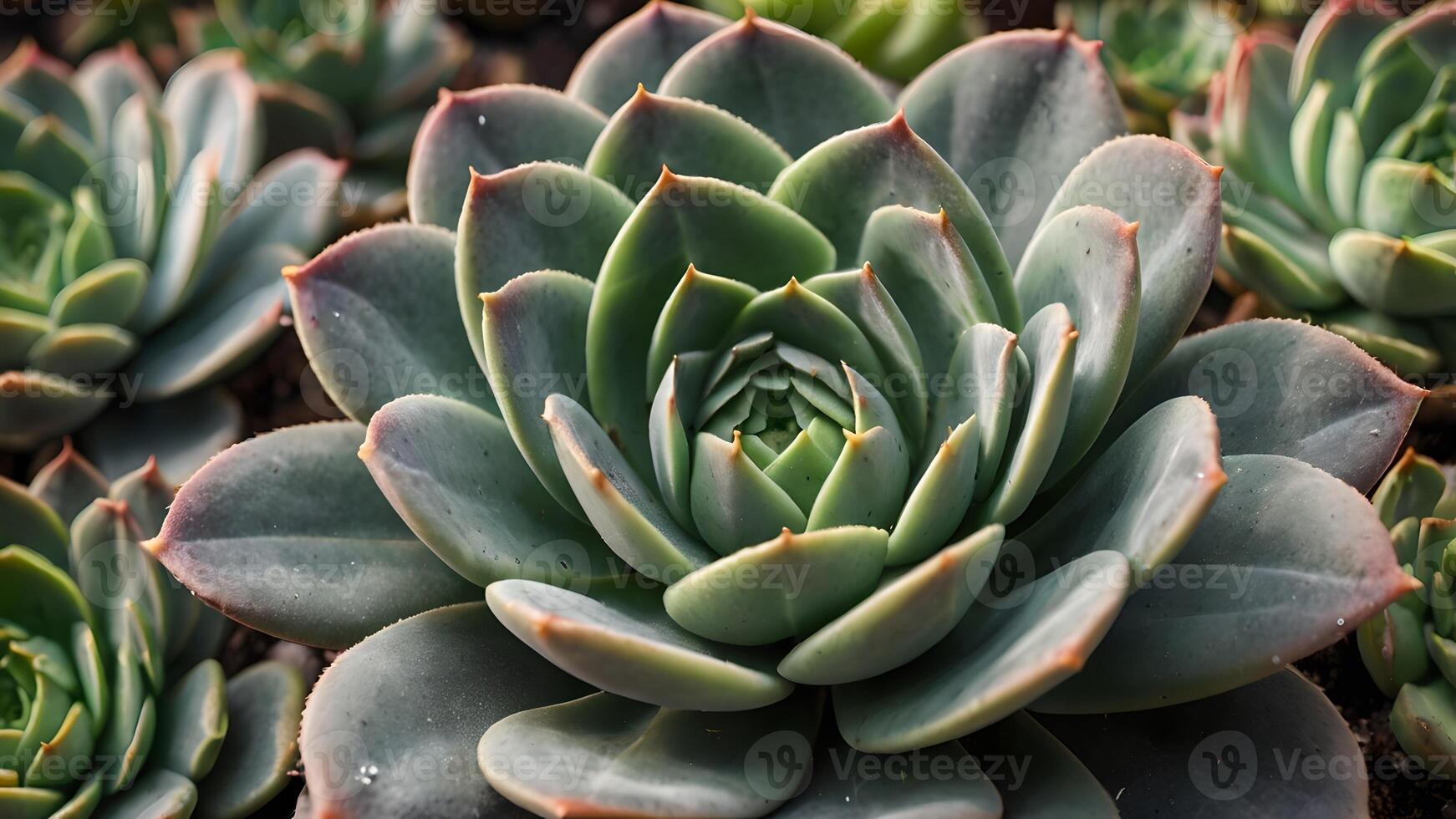 Lush Green Echeveria Succulents Close Up plant photo