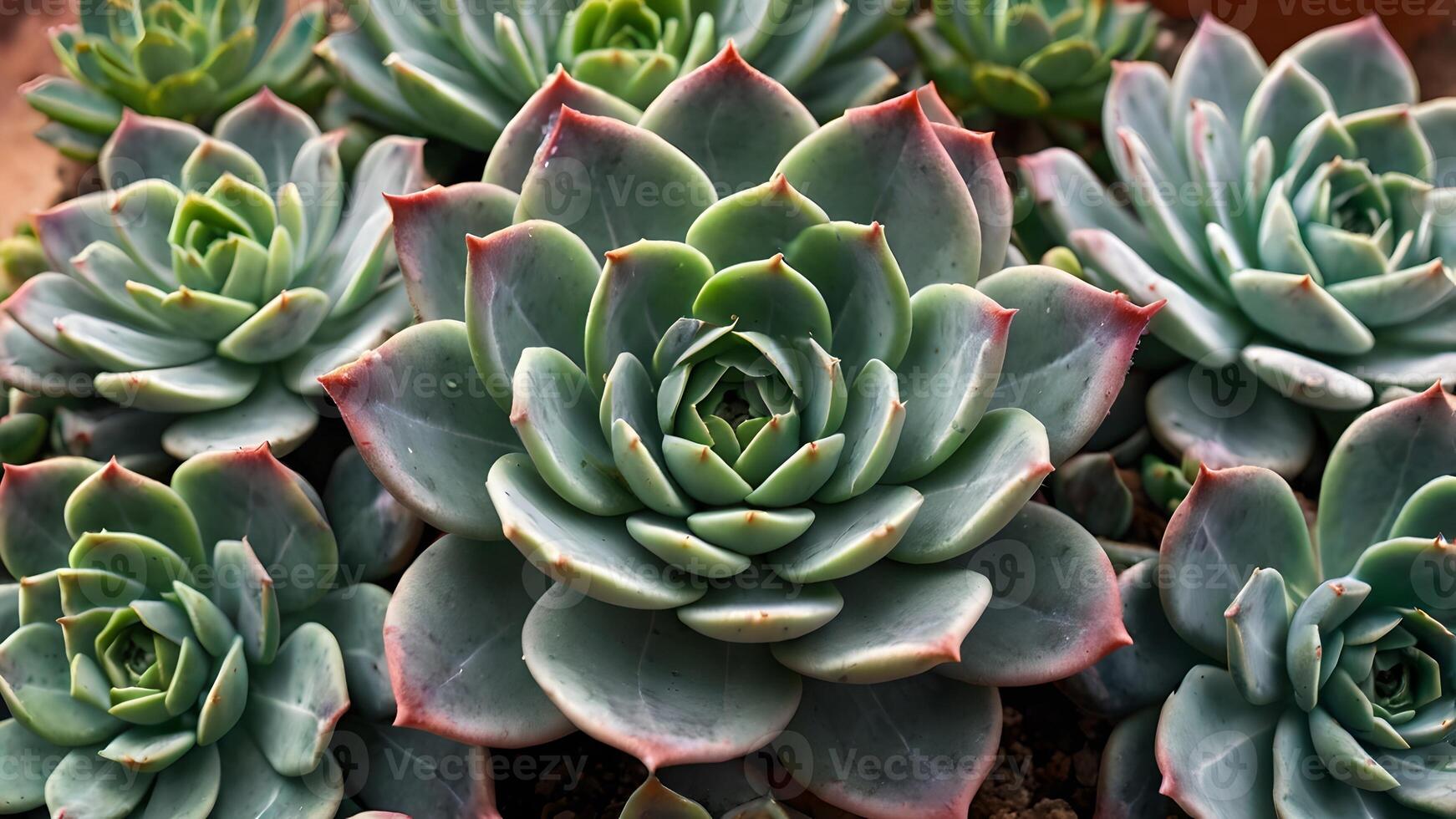 Lush Green Echeveria Succulents Close Up succulent photo
