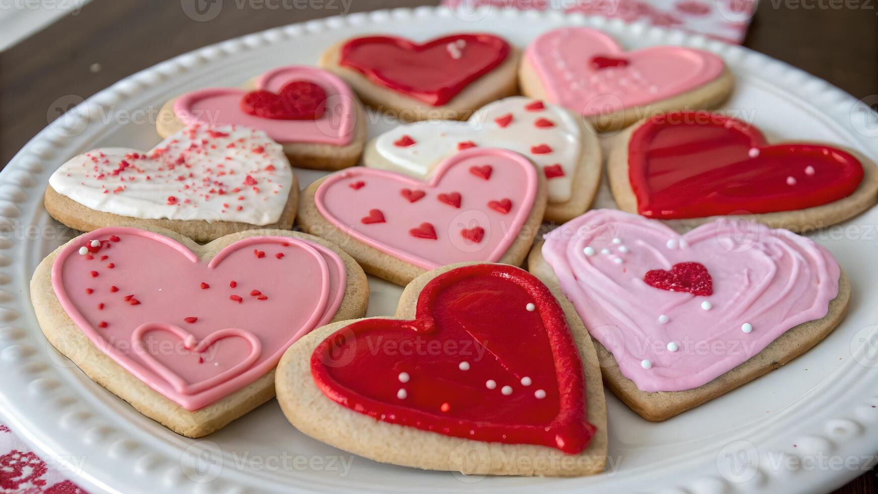 Delicious Valentine's Day Heart Shaped Sugar Cookies food photo