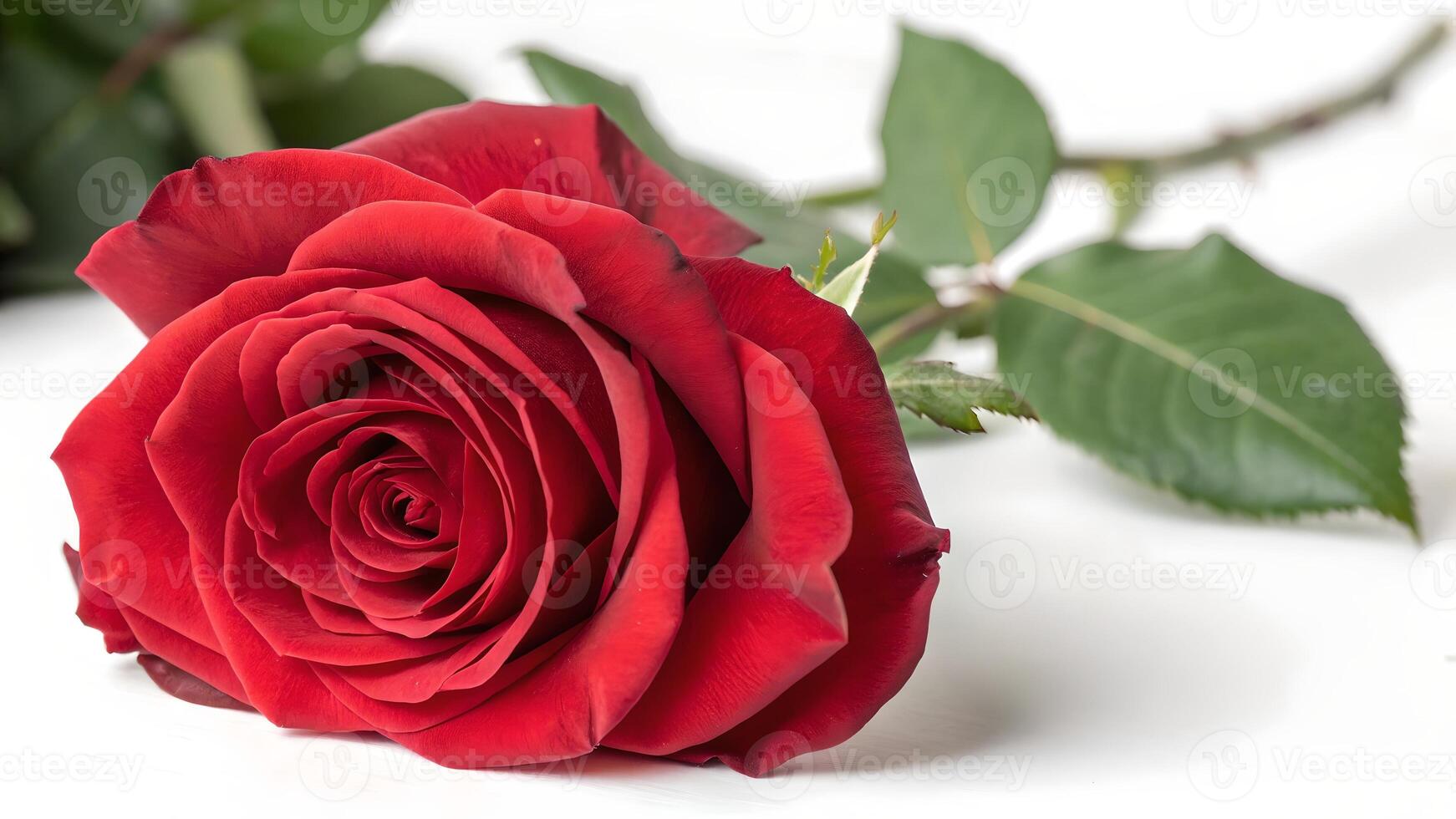 Single Red Rose on White Background background photo