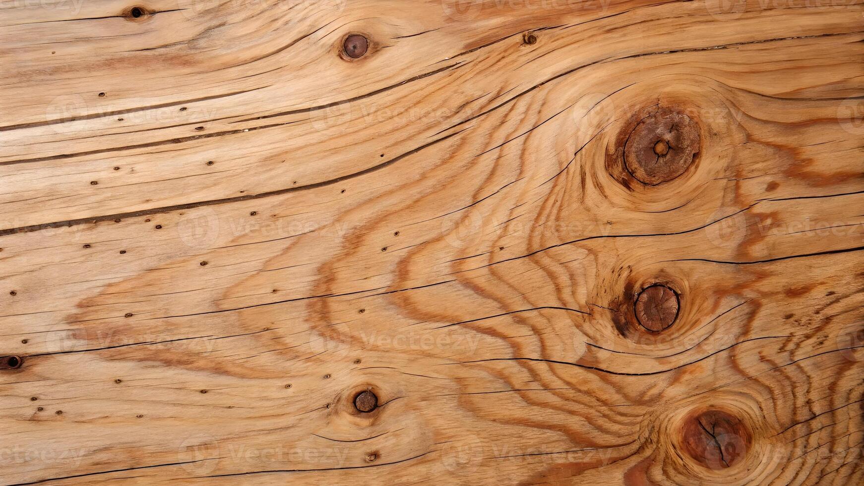 Rustic wooden texture with natural knots and grain patterns, perfect for backgrounds or design elements needing a touch of organic warmth. photo