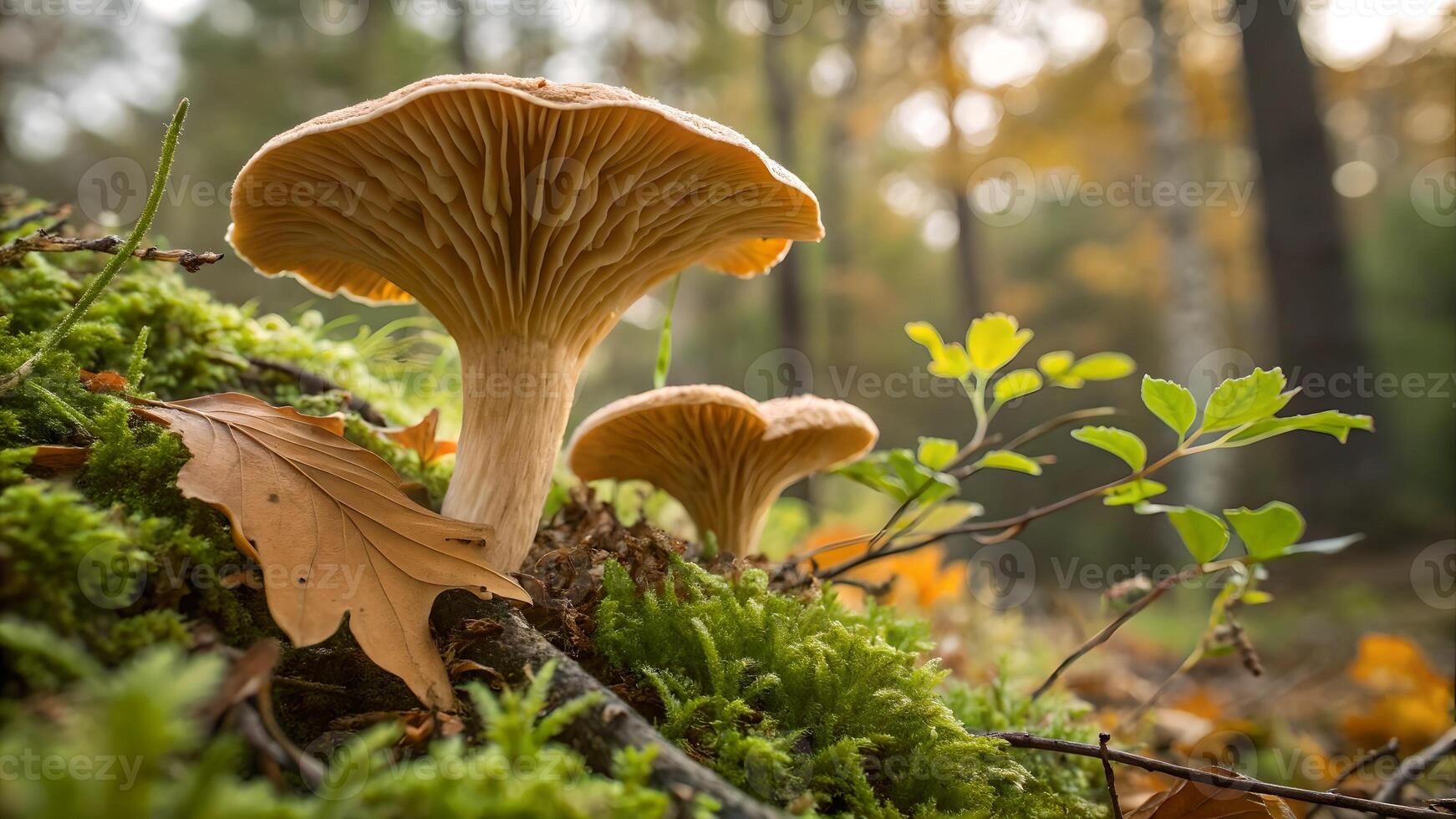 Mushroom in Forest Floor Close-Up for Nature Lovers and Photography Enthusiasts Discovering the Beauty of Wild Mushrooms Amidst Greenery photo