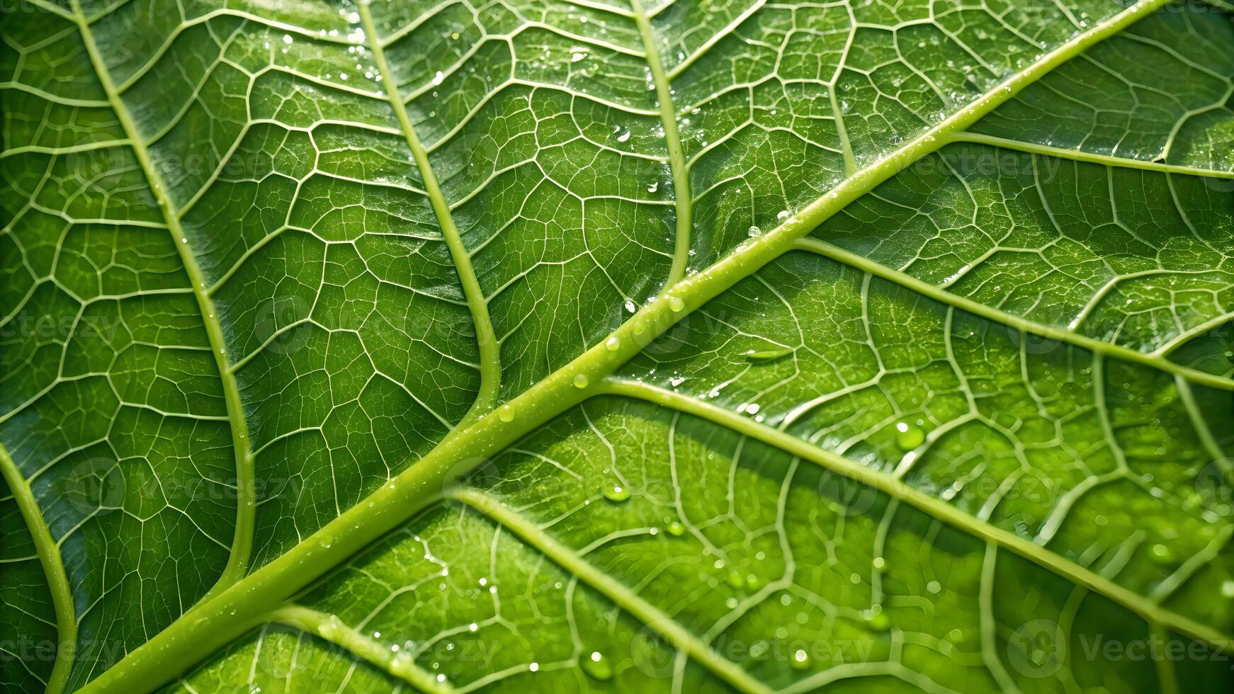 Close Up of Green Leaf with Intricate Veins, Highlighting Natural Beauty and Plant Anatomy, Detailed Botanical Image for Education, Science, Art, Environmental Awareness, Sustainable Living, photo