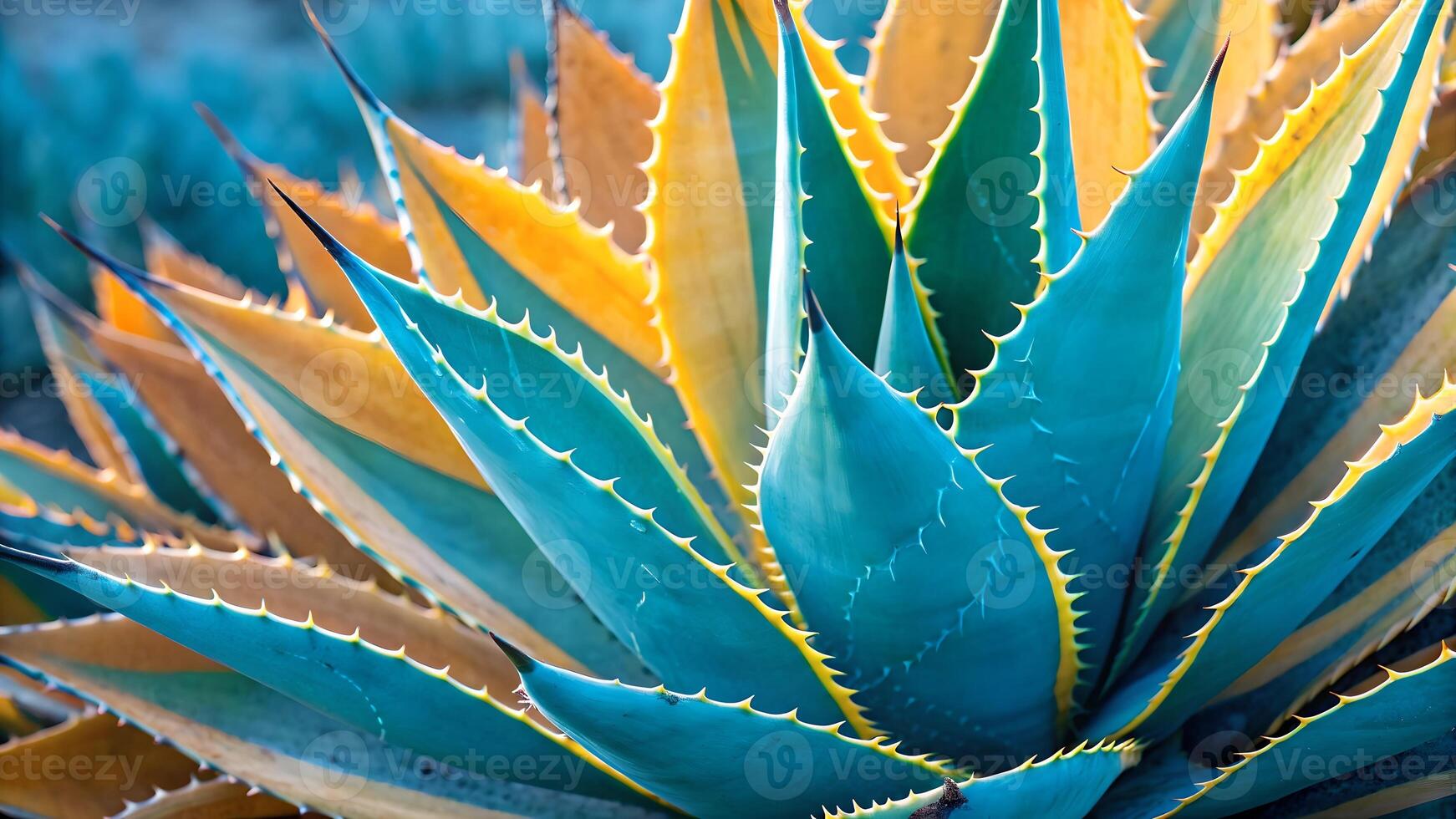 Close Up of Spiky Aloe Vera Plant, Highlighting Its Unique Structure and Texture, Desert Flora with Sharp Leaves, Natural Healing Properties, Botanical Photography, Medicinal Plants, Sustainable photo