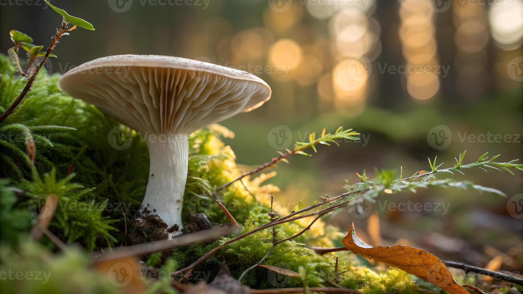 Mushroom in Forest with Soft Light for Nature Lovers and Photography Enthusiasts Discovering the Beauty of Wild Mushrooms in Their Natural Habitat photo