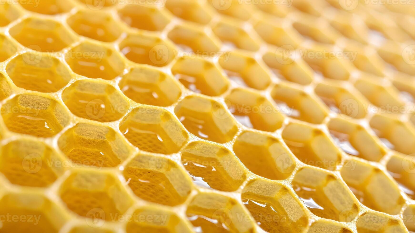 Golden honeycomb with hexagonal patterns, showcasing the intricate natural structure and sweet nectar of bees, perfect for designs requiring natural beauty and symmetry. photo