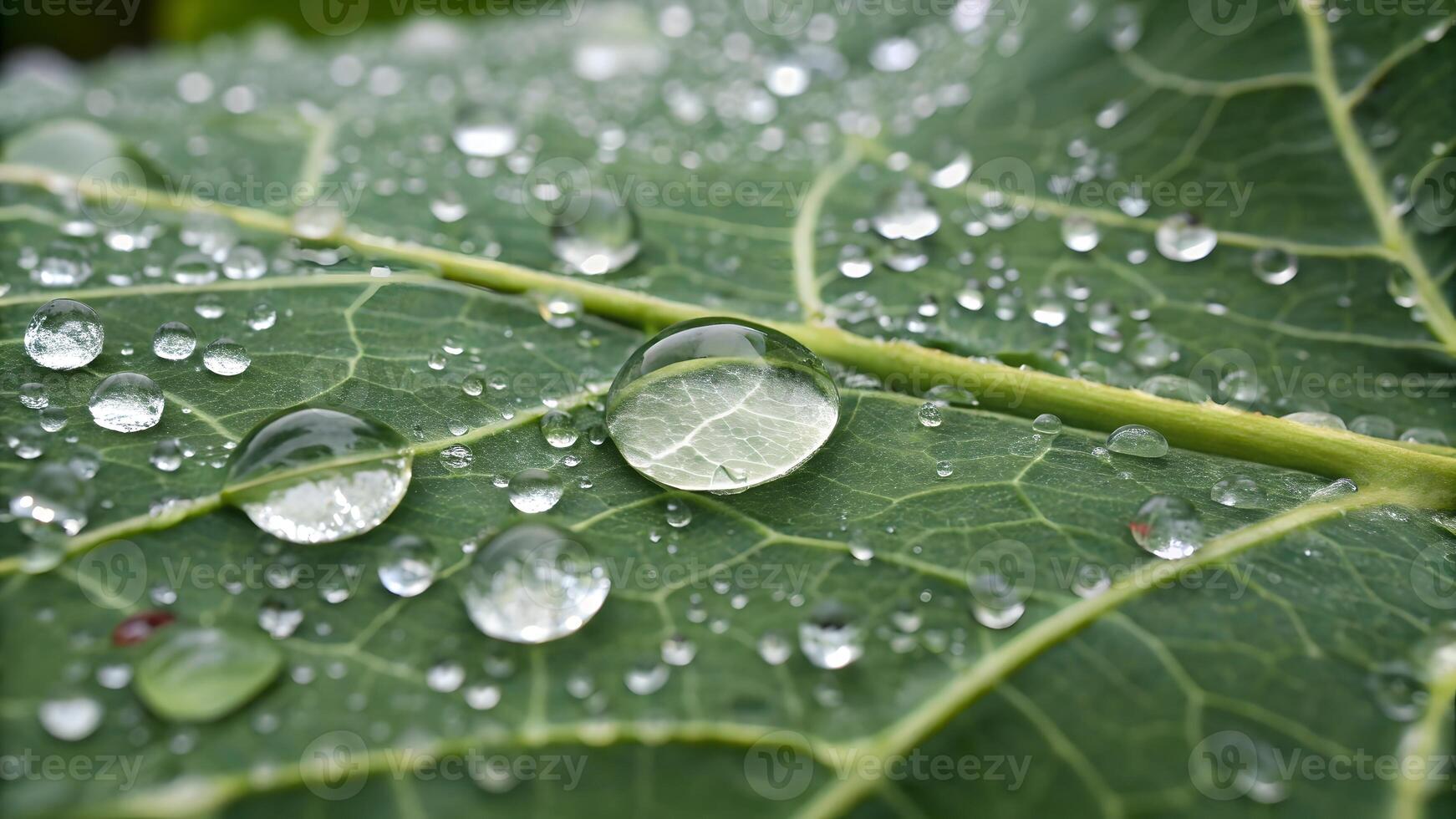 Water droplets glistening on vibrant green leaf, nature's delicate beauty captured in macro photography for nature enthusiasts and designers background photo