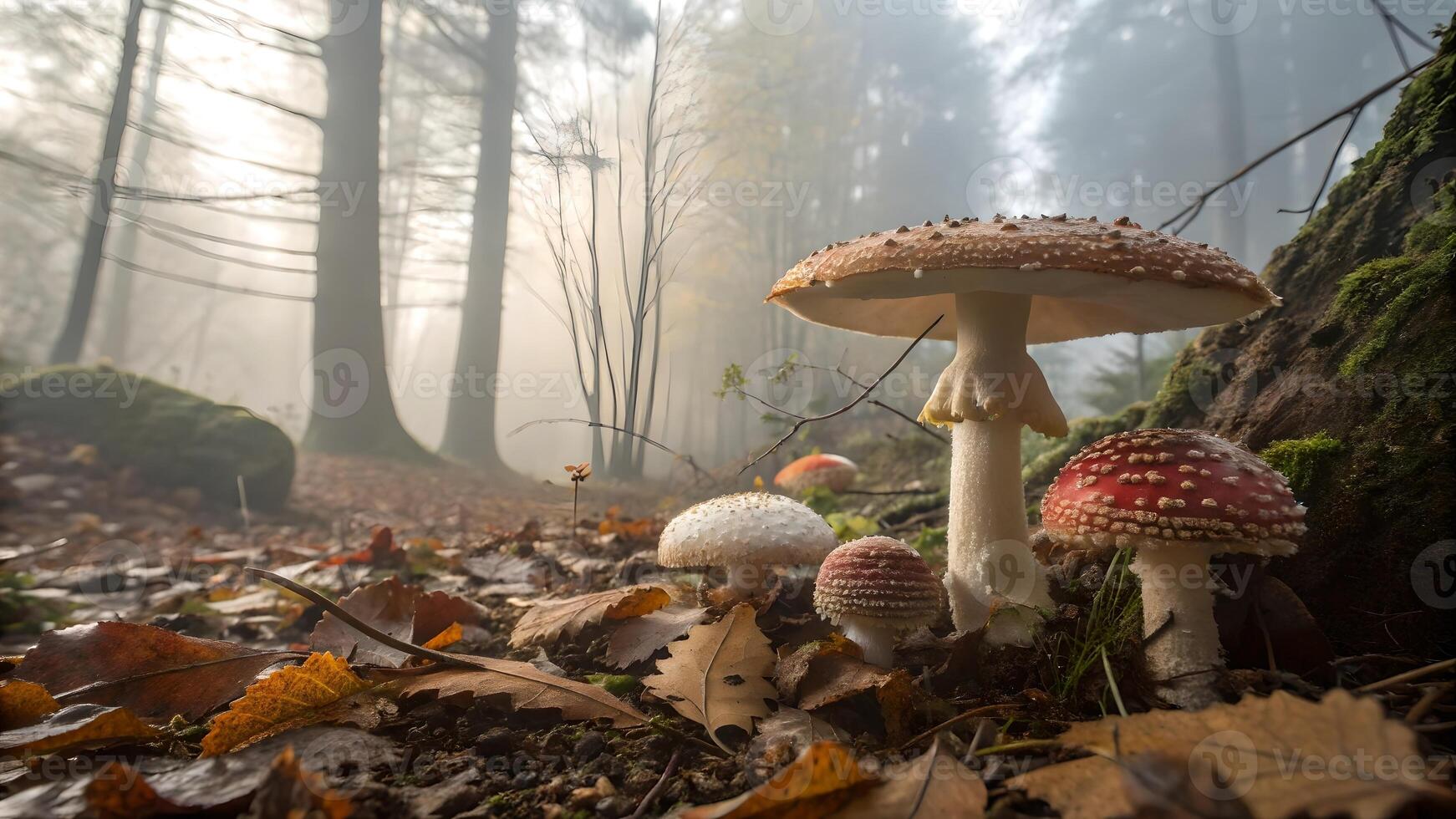 Mushrooms in Enchanted Forest with Soft Foggy Light for Nature Lovers and Photography Enthusiasts mushroom photo