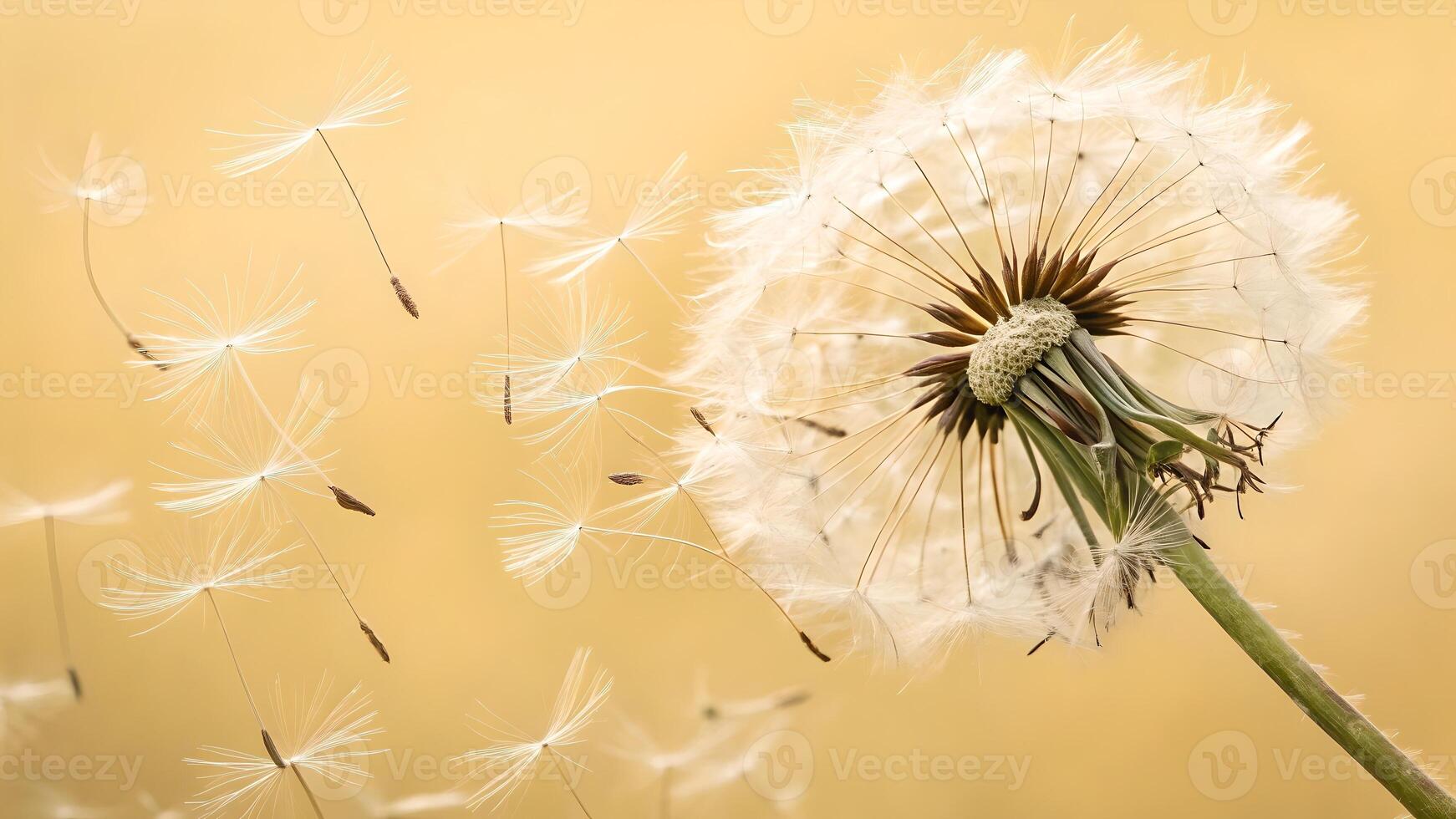 Dandelion seeds delicately floating in soft sunlight, perfect for nature enthusiasts and photographers seeking serene floral imagery nature dandelion photo