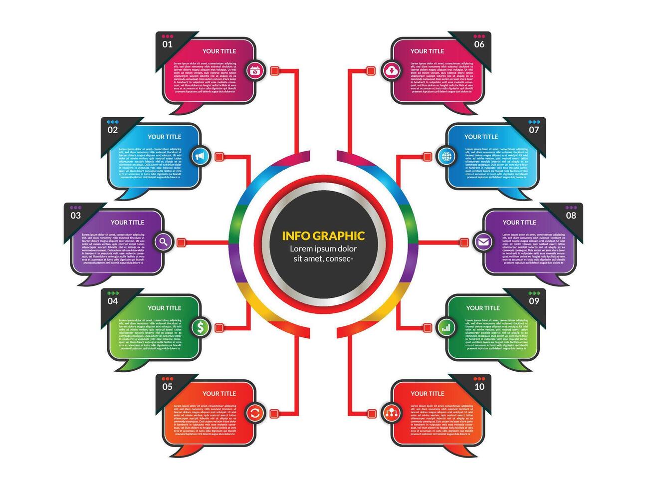Business or marketing diagram infographic template design with 10 steps vector
