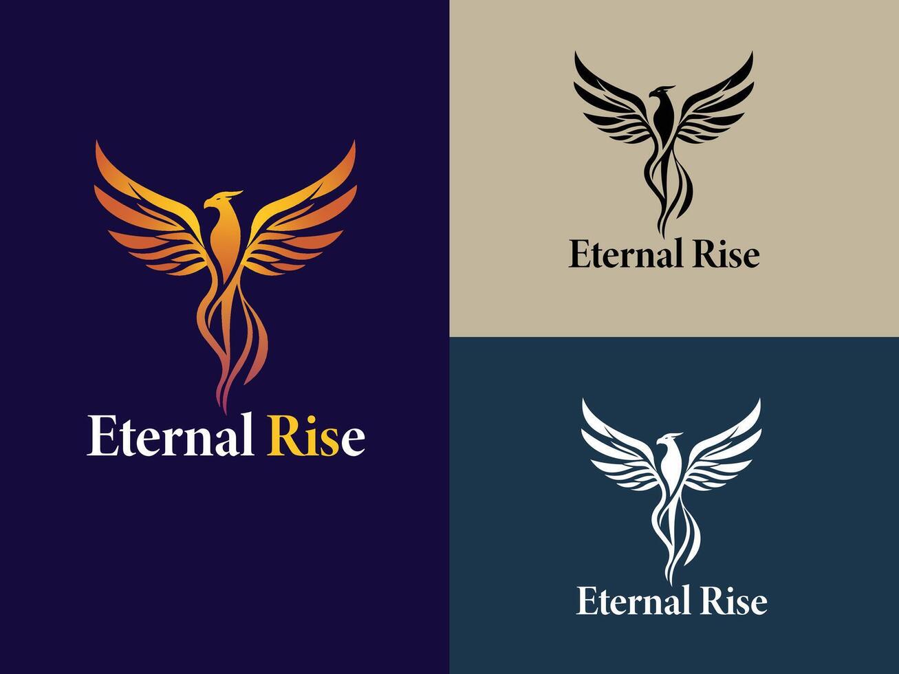 Eternal Phoenix Emblem A majestic illustration of a rising phoenix, symbolizing renewal, strength, and limitless potential. vector