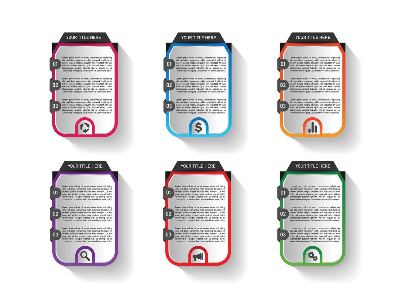 6 steps modern geometric infographic template design vector