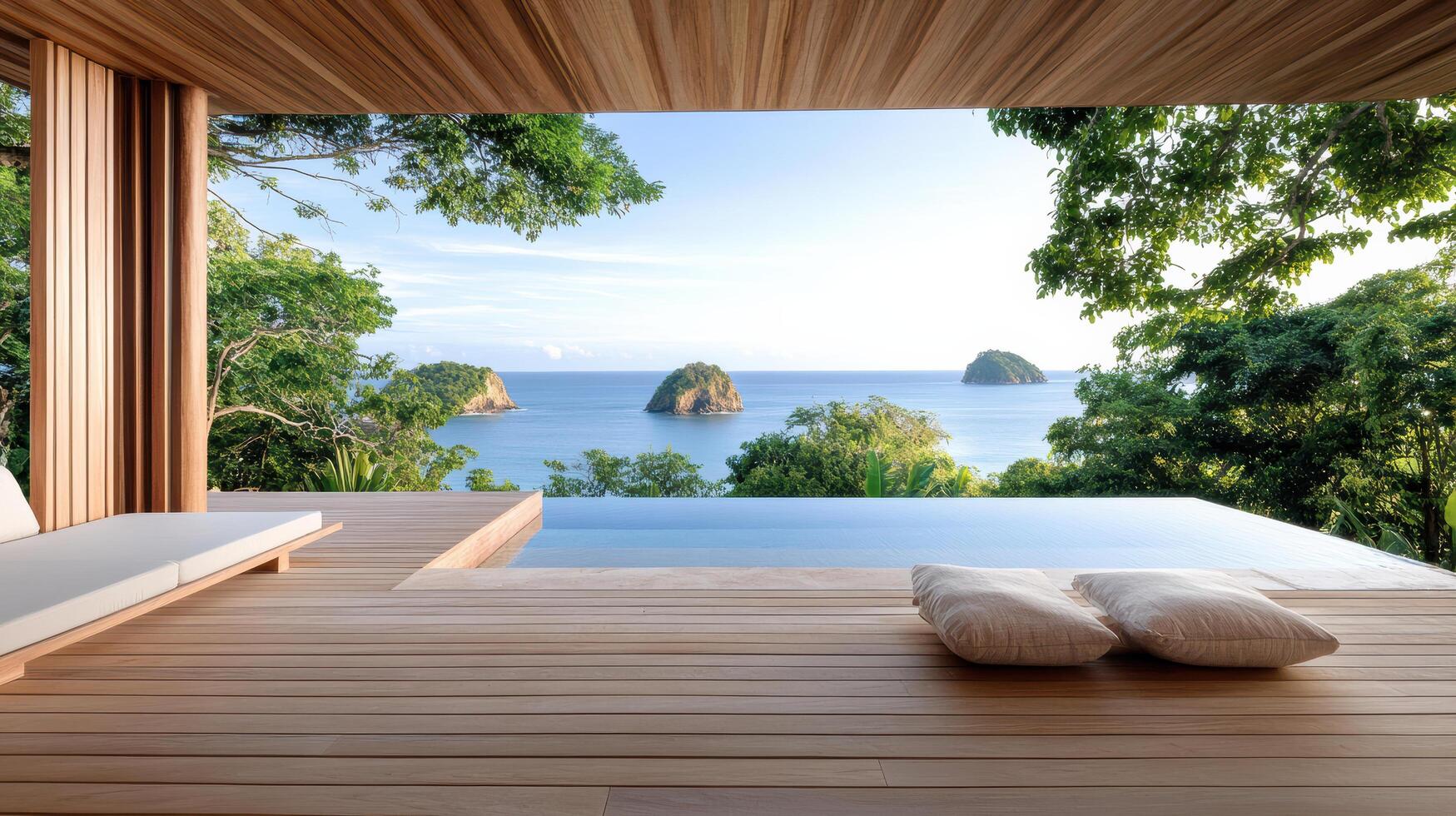 serene tropical island retreat with stunning ocean views and modern design photo