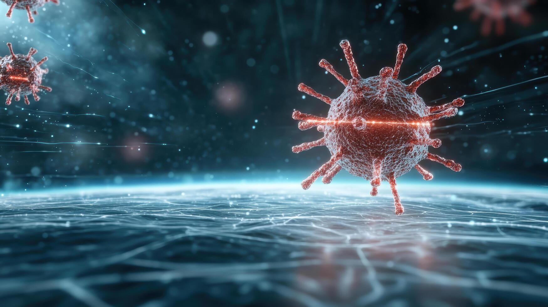 Futuristic nanobots navigating through human blood vessels, showcasing advanced technology photo