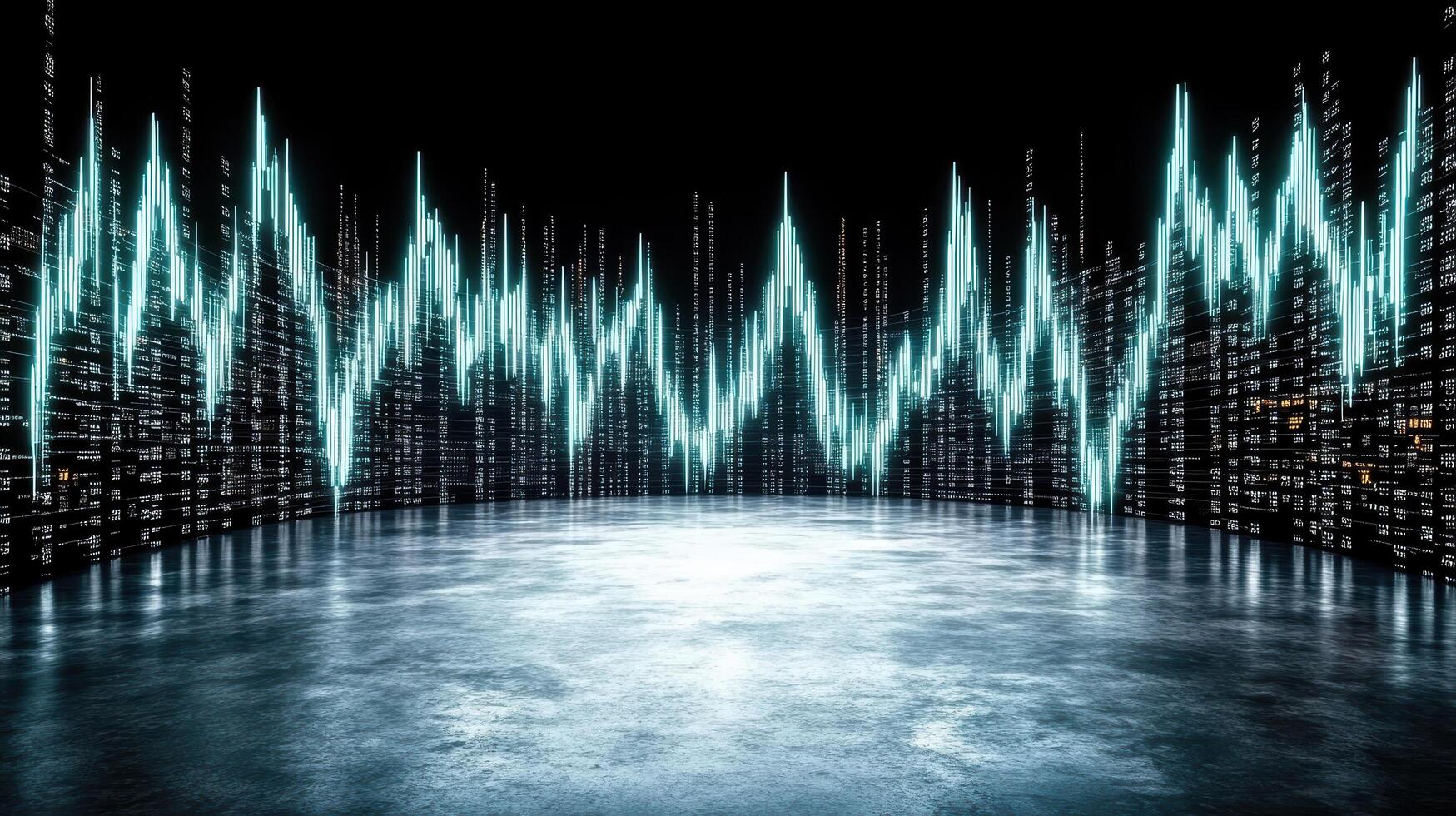 Futuristic data visualization with glowing graphs and digital elements photo