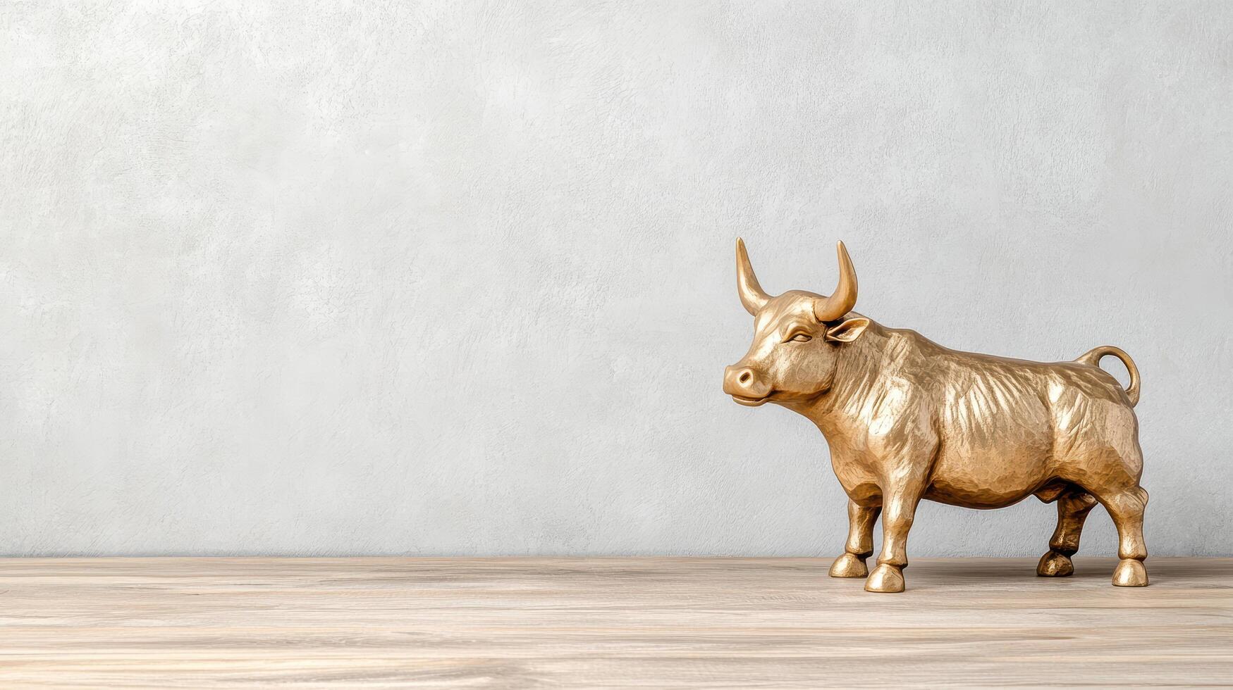 golden bull statue symbolizing strong stock market trend photo