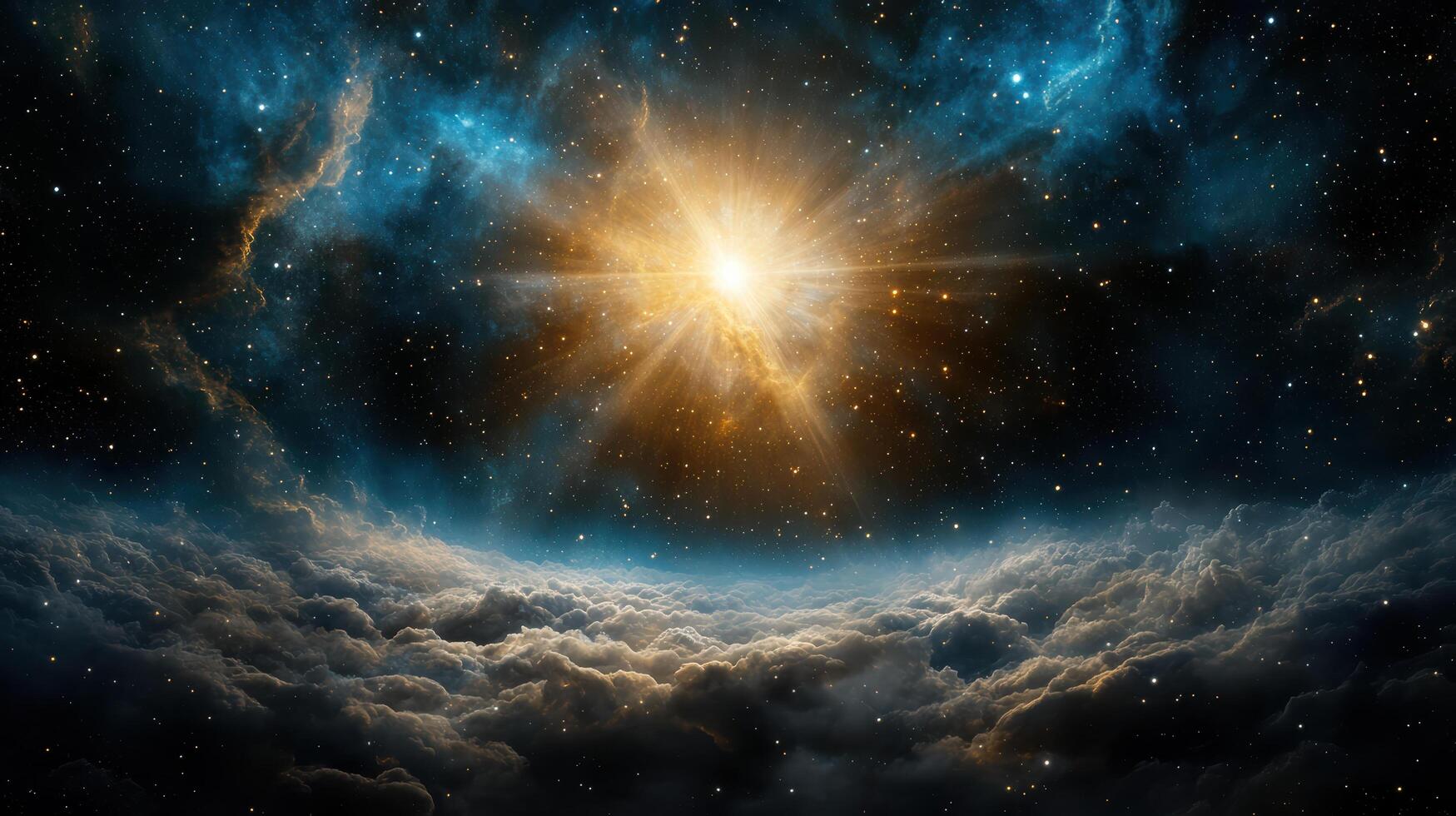 stunning view of nebula with bright stars and clouds in space photo
