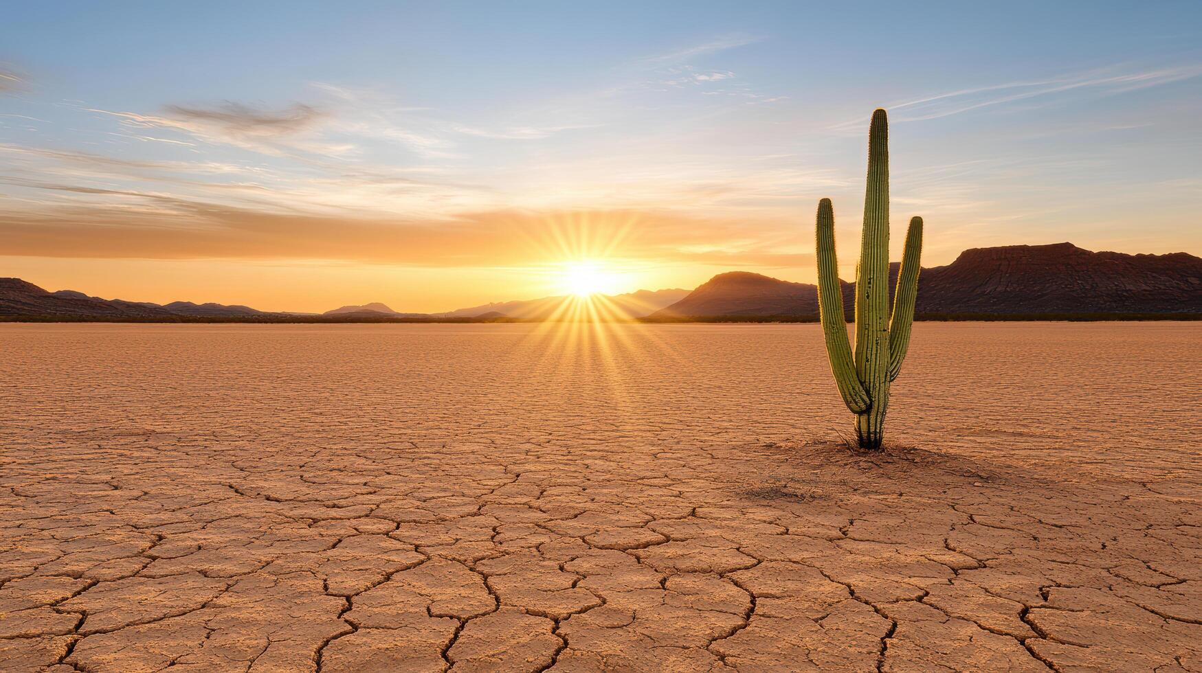 desert ecosystem at sunrise featuring resilient cactus photo