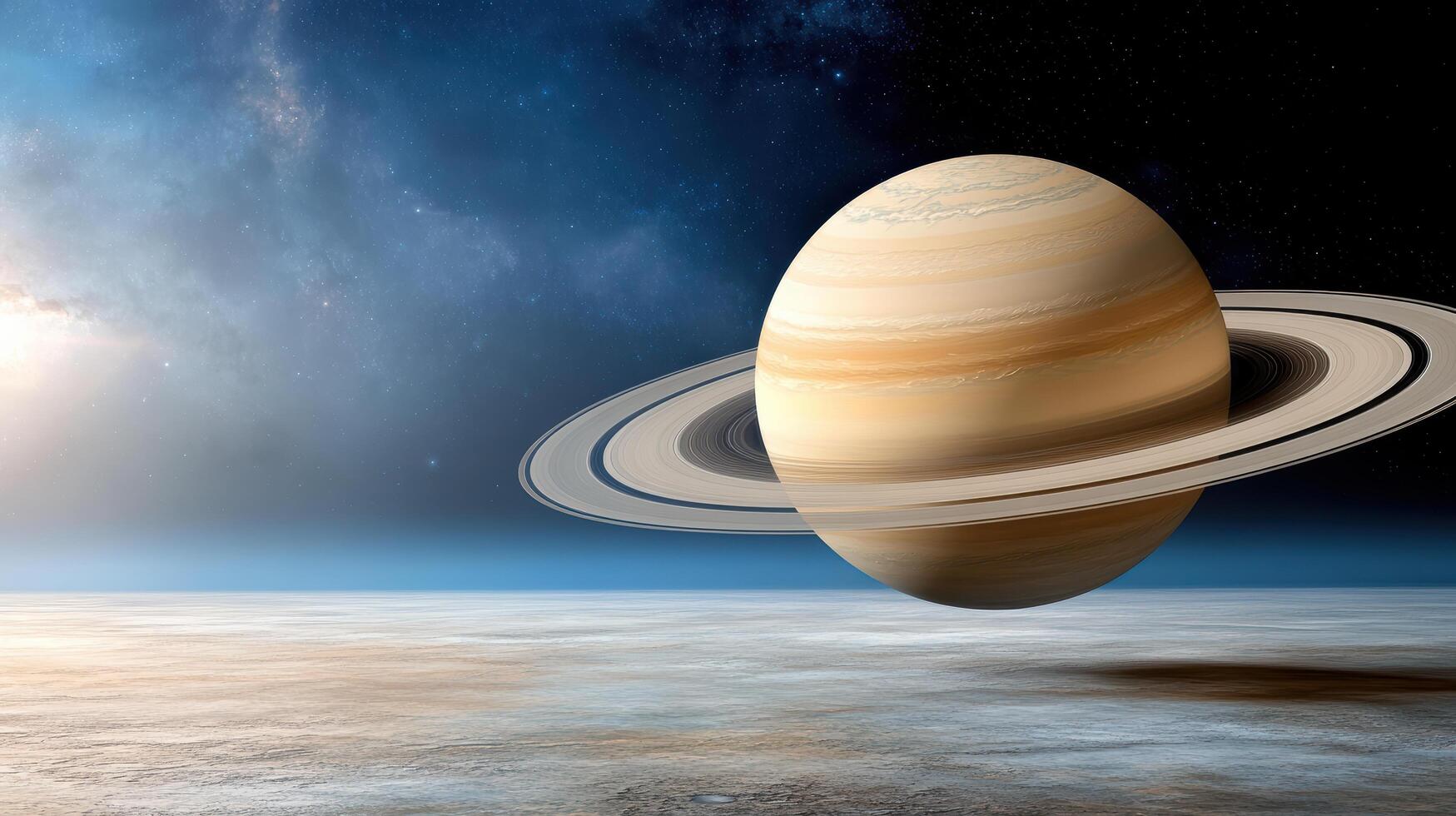 stunning image of Saturn with its iconic rings against cosmic backdrop photo