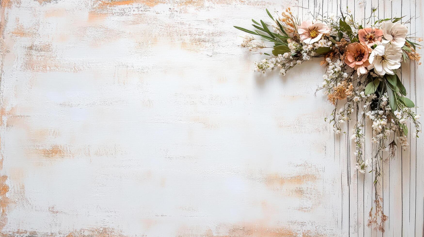 Whimsical scrapbook layout with pressed flowers and soft colors photo