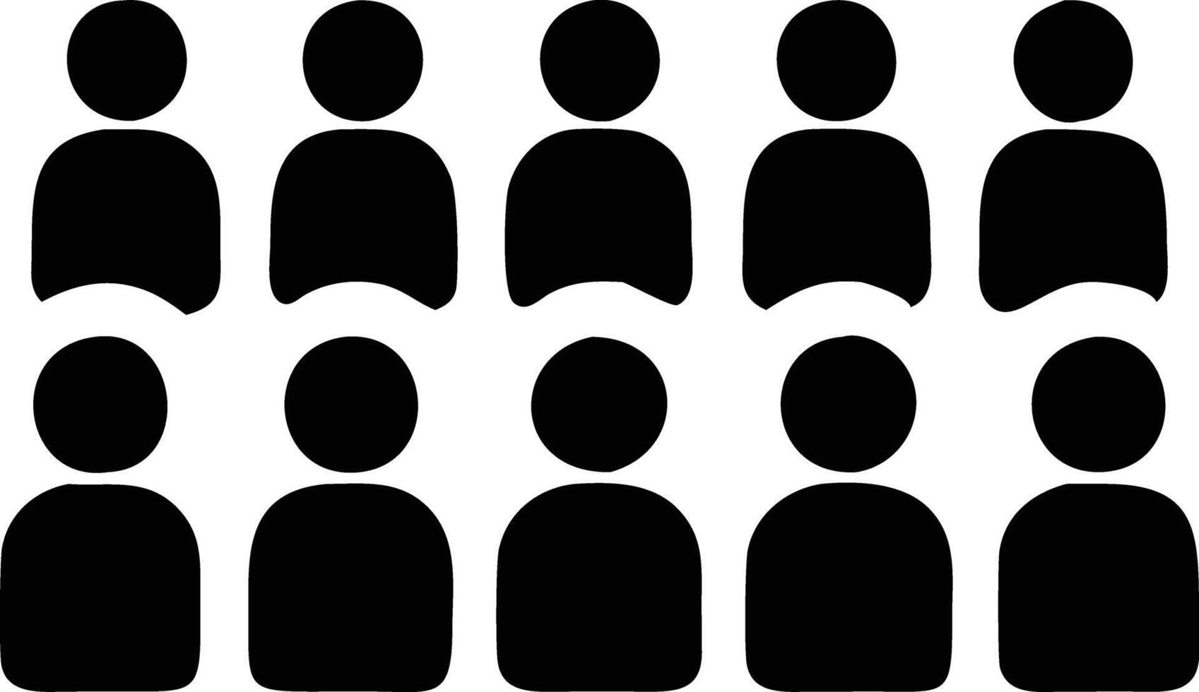 Group Silhouette, 12 Anonymous People Icons, Crowd, Illustration, White Background vector
