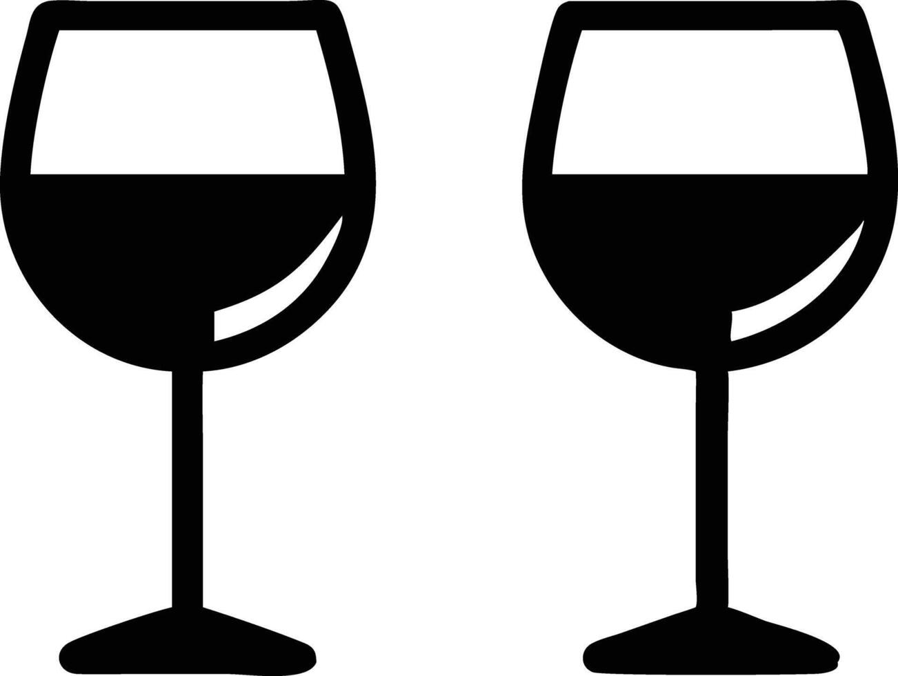 Two Wine Glasses with Liquid Silhouette Isolated on White Background vector