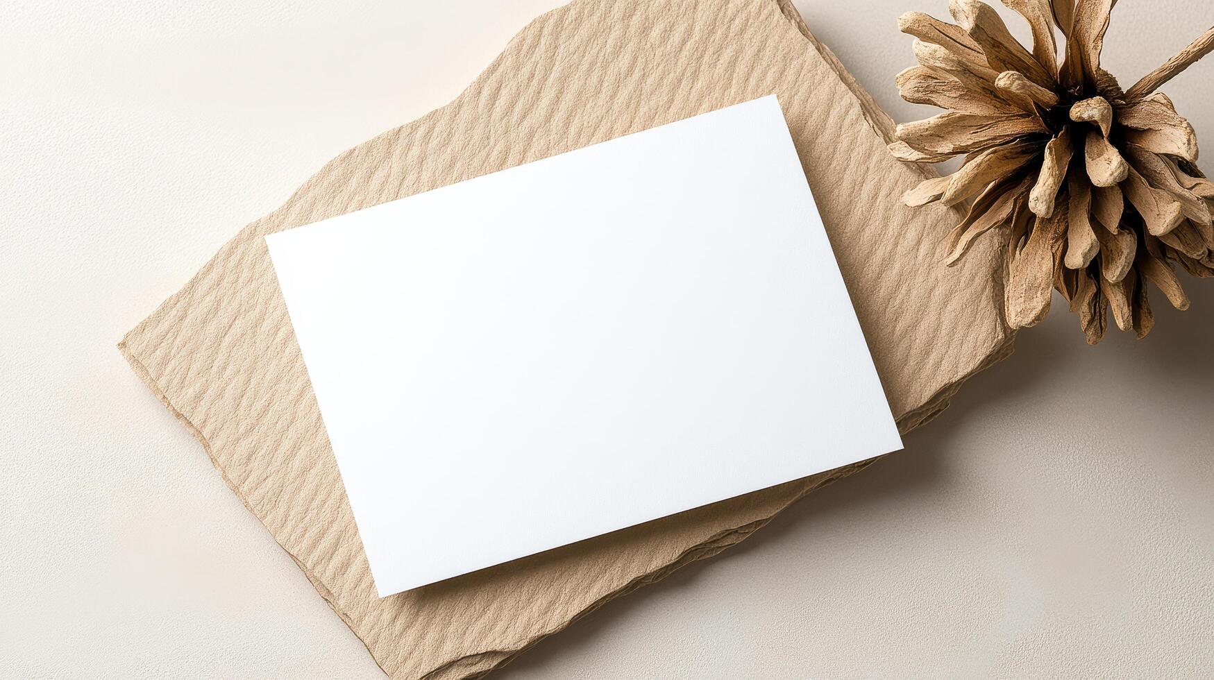 Minimalist business card on textured paper with decorative element photo