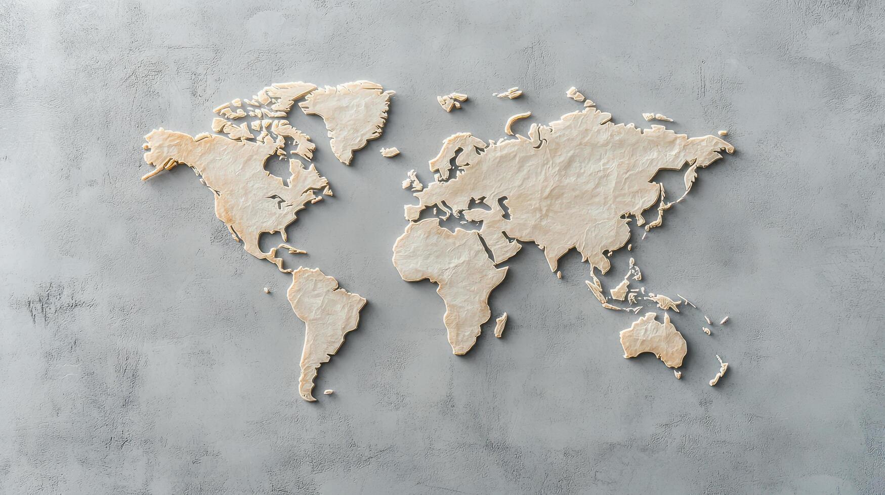 world map made of textured material on gray background, symbolizing global connections photo