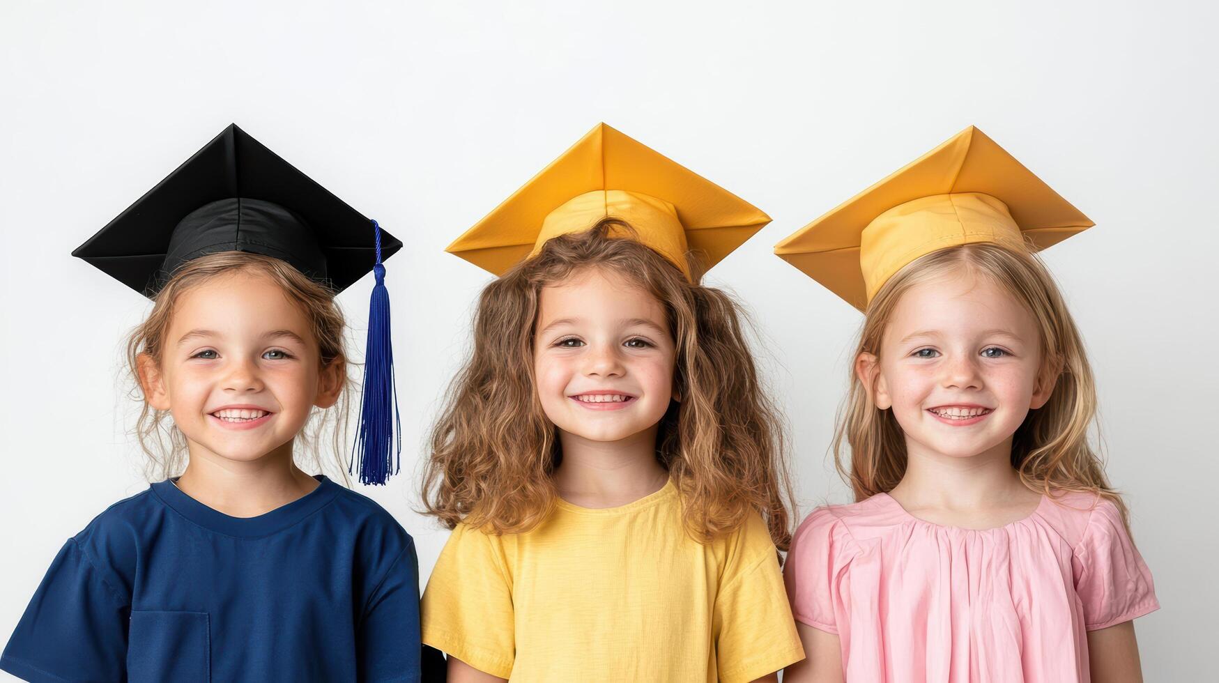 Graduating girls wearing caps, celebrating achievement and joy photo