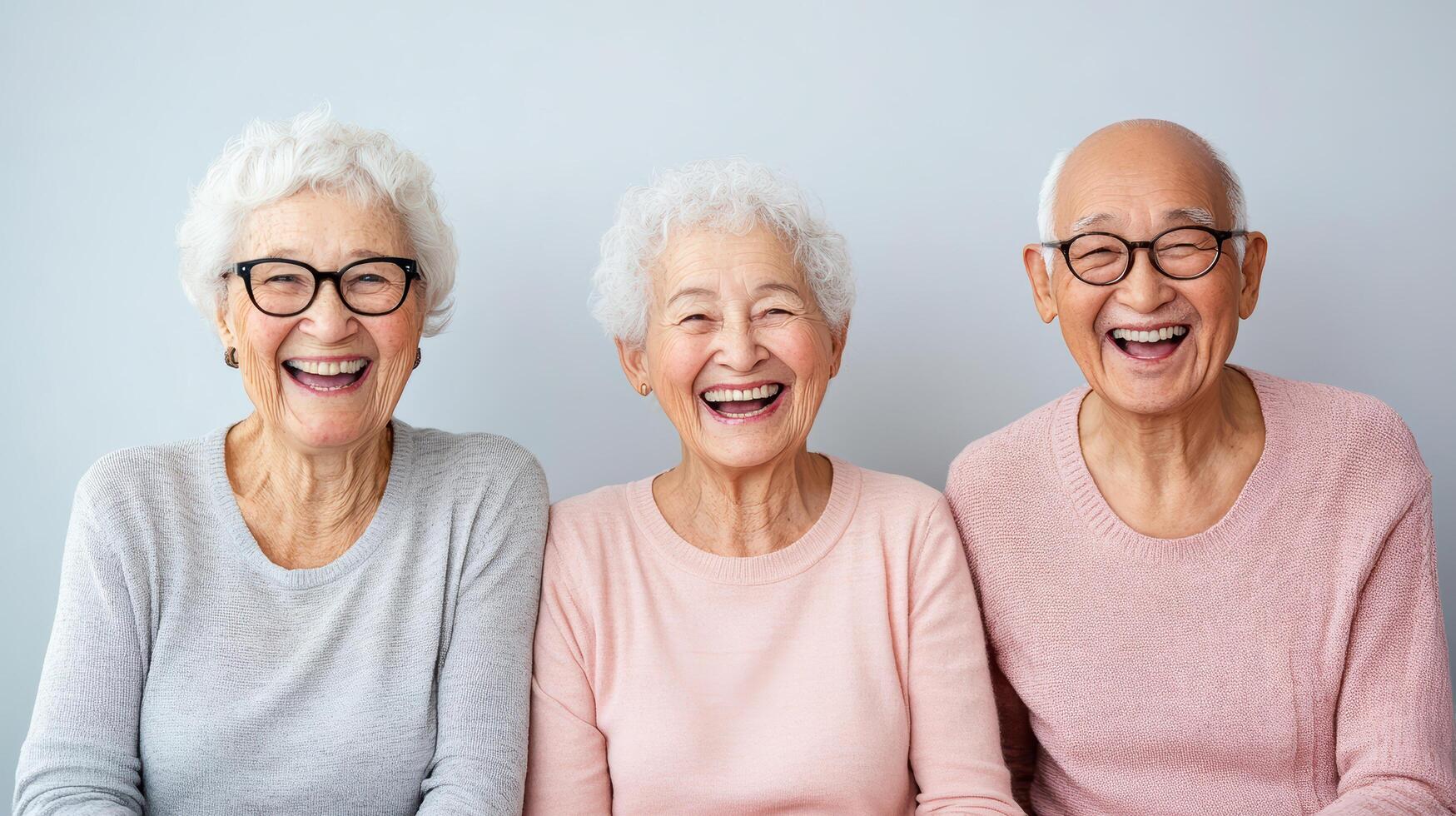 Happy elderly couple smiling together, enjoying joyful moment photo