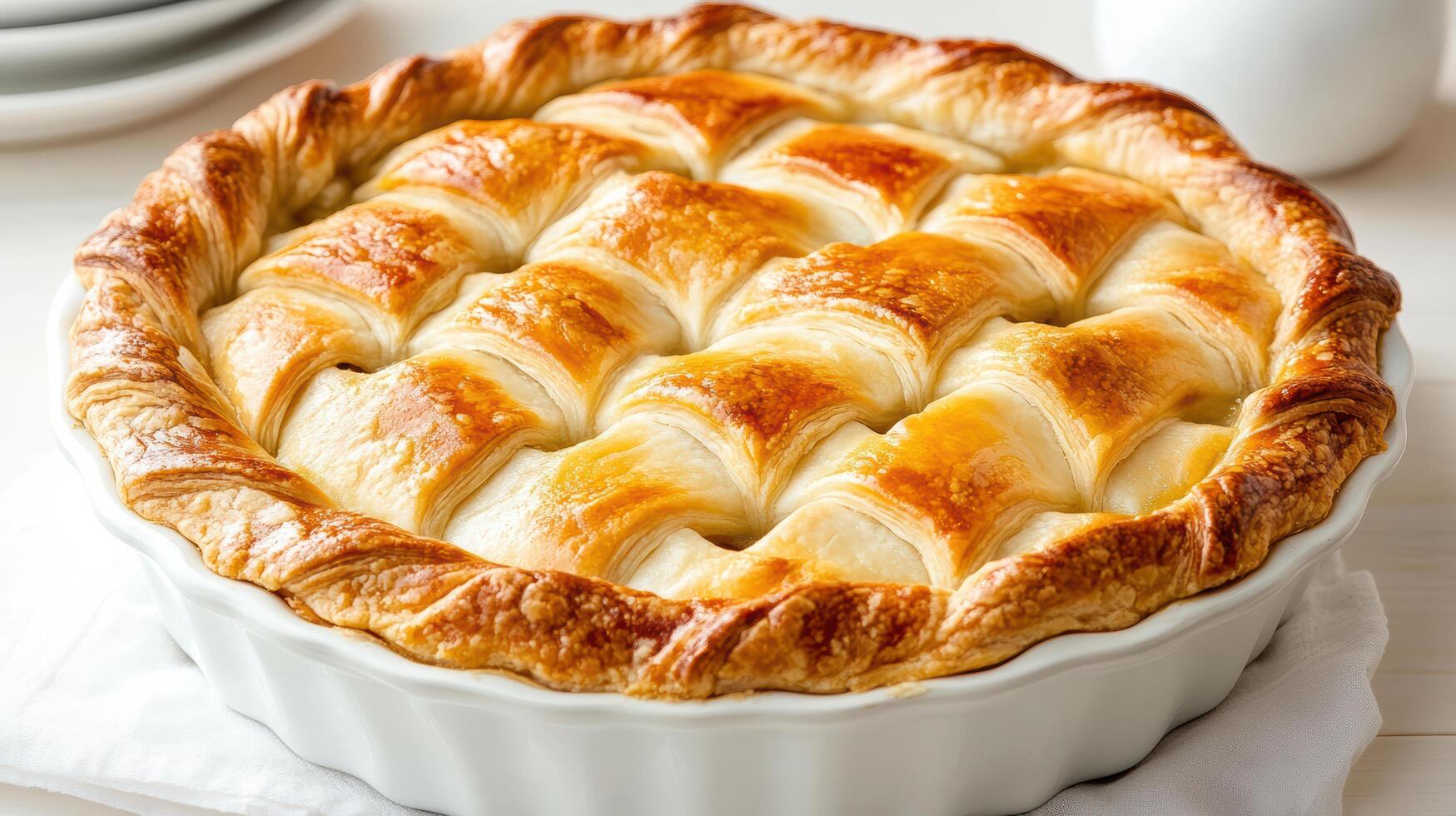 Golden pie crust with flaky texture, perfect for any dessert photo