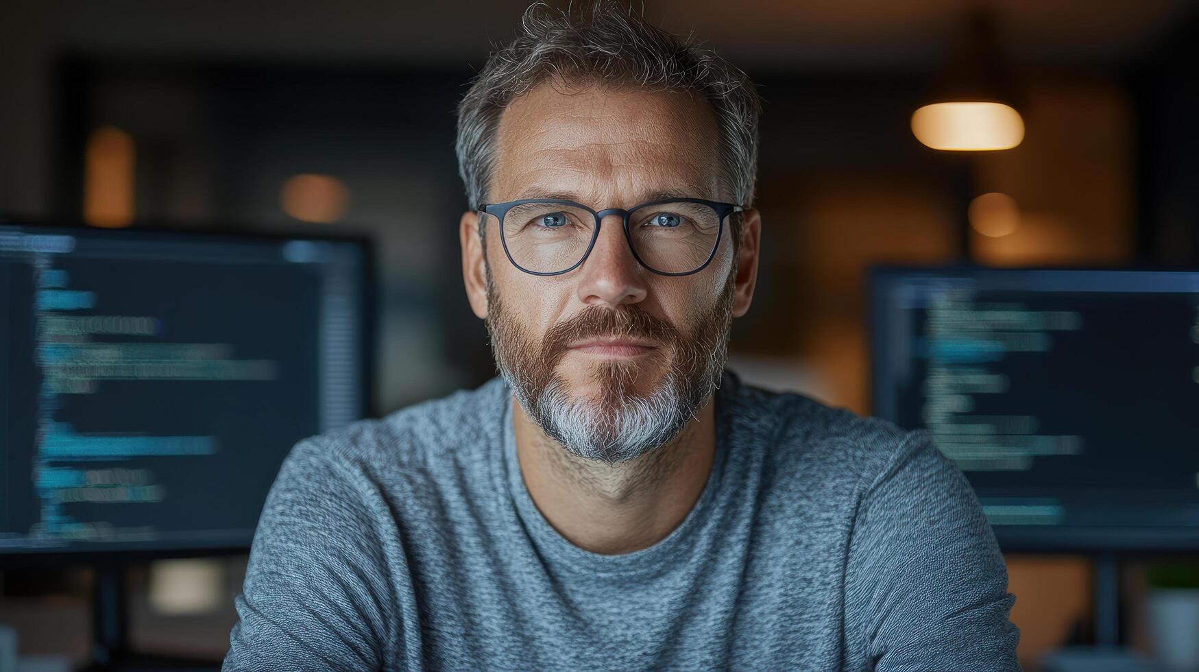 programmer focused on debugging critical software issues in office photo