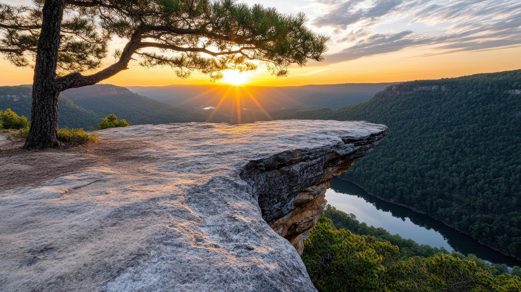 stunning sunset view from cliff, perfect for relaxation and reflection photo