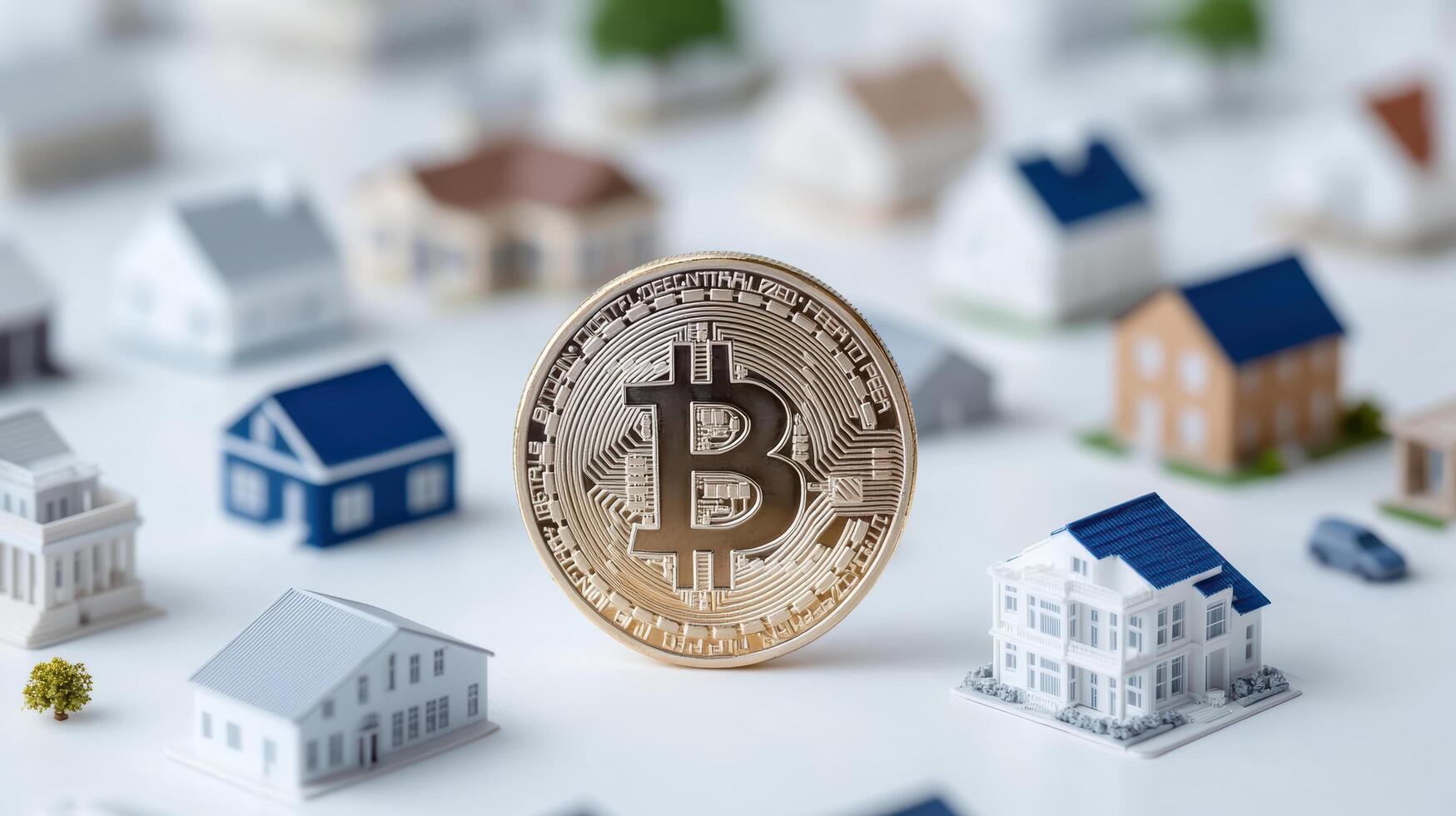 Investing in real estate with cryptocurrency representation photo