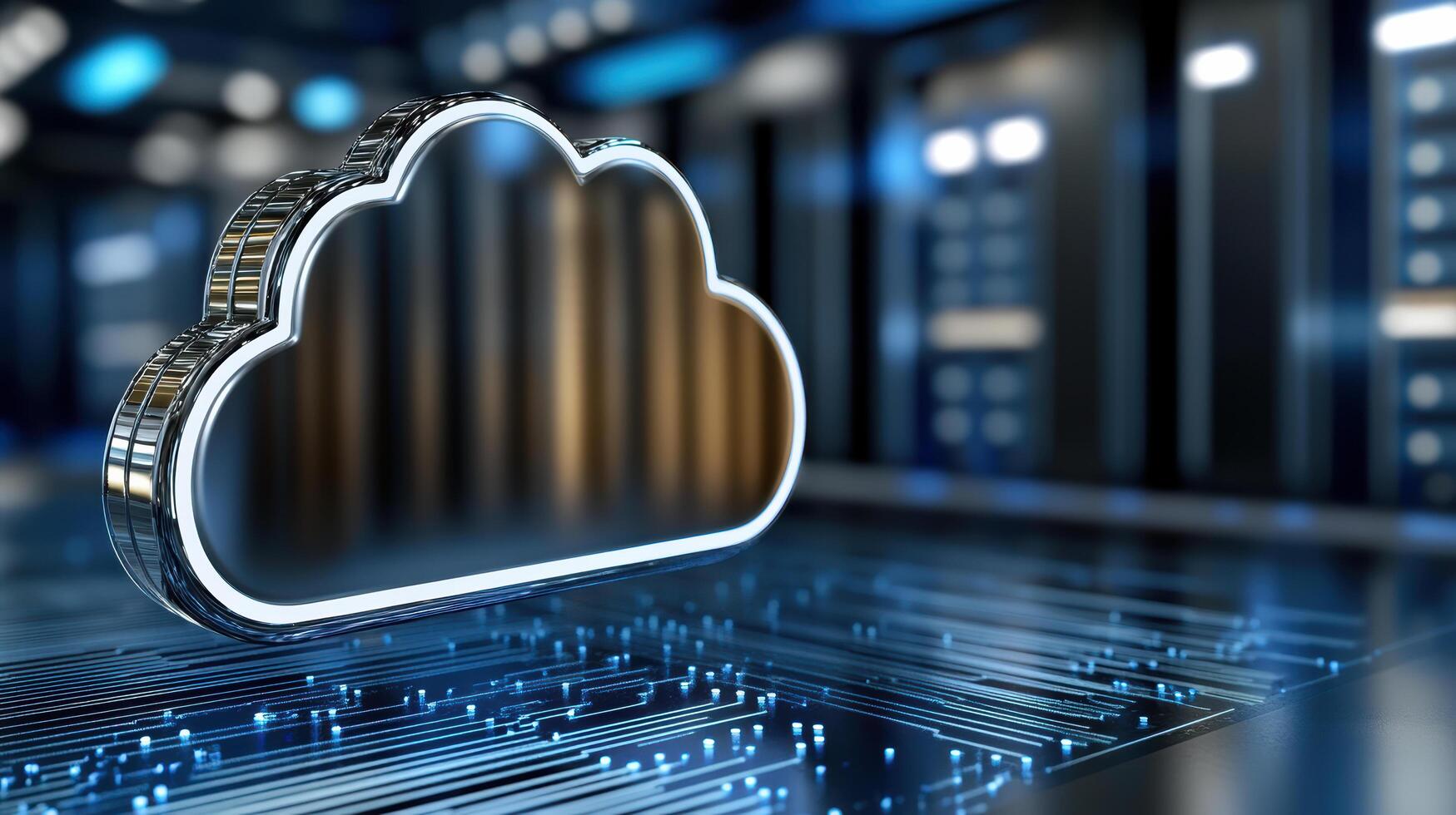 futuristic cloud computing representation with sleek design and digital elements photo