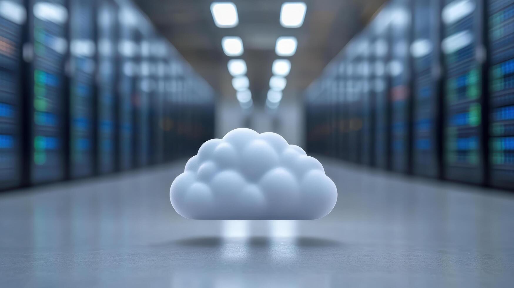 cloud symbol representing data storage modern data center, showcasing technology and innovation photo