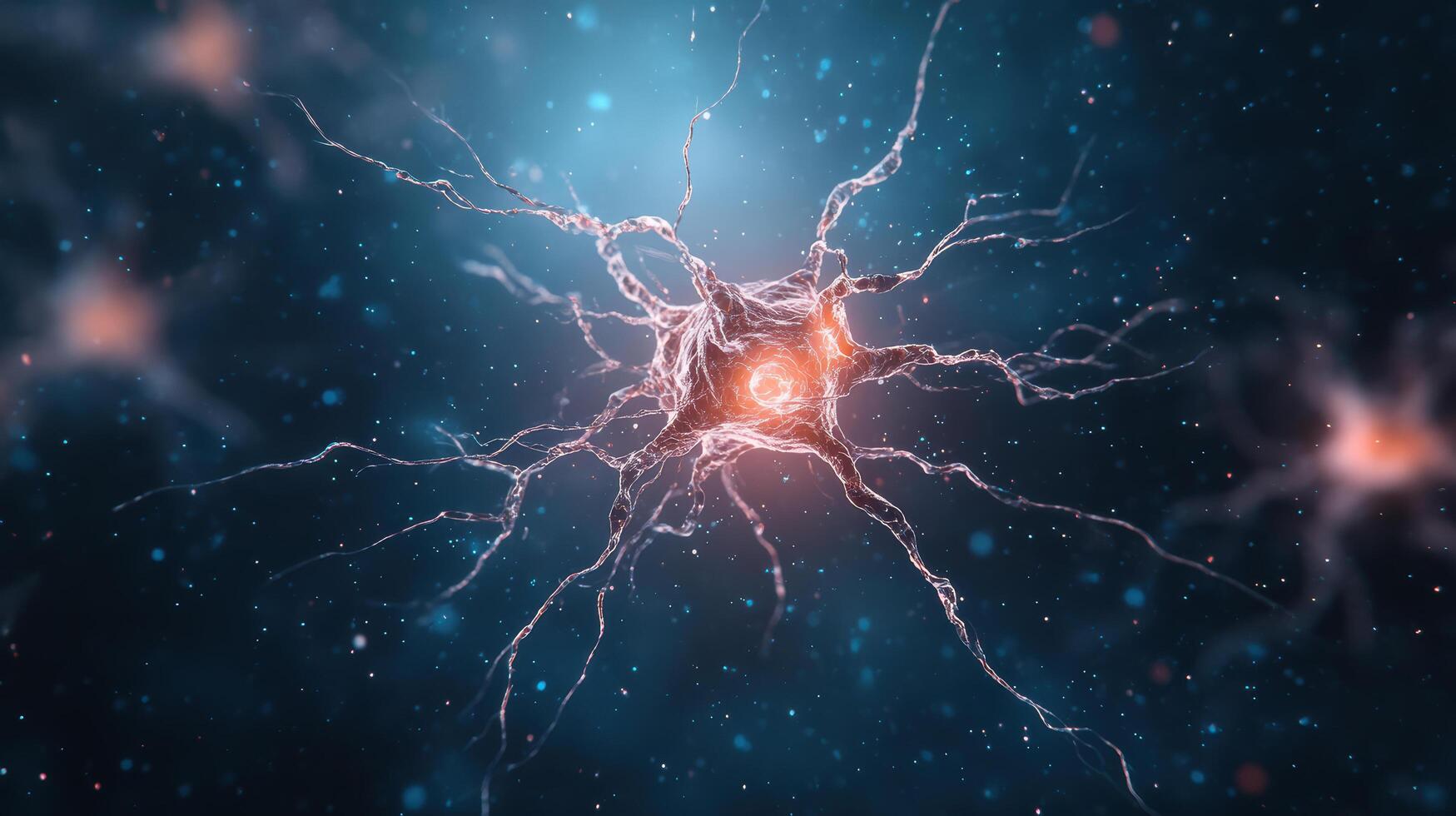 detailed visualization of neuron cosmic setting, showcasing its intricate structure and photo