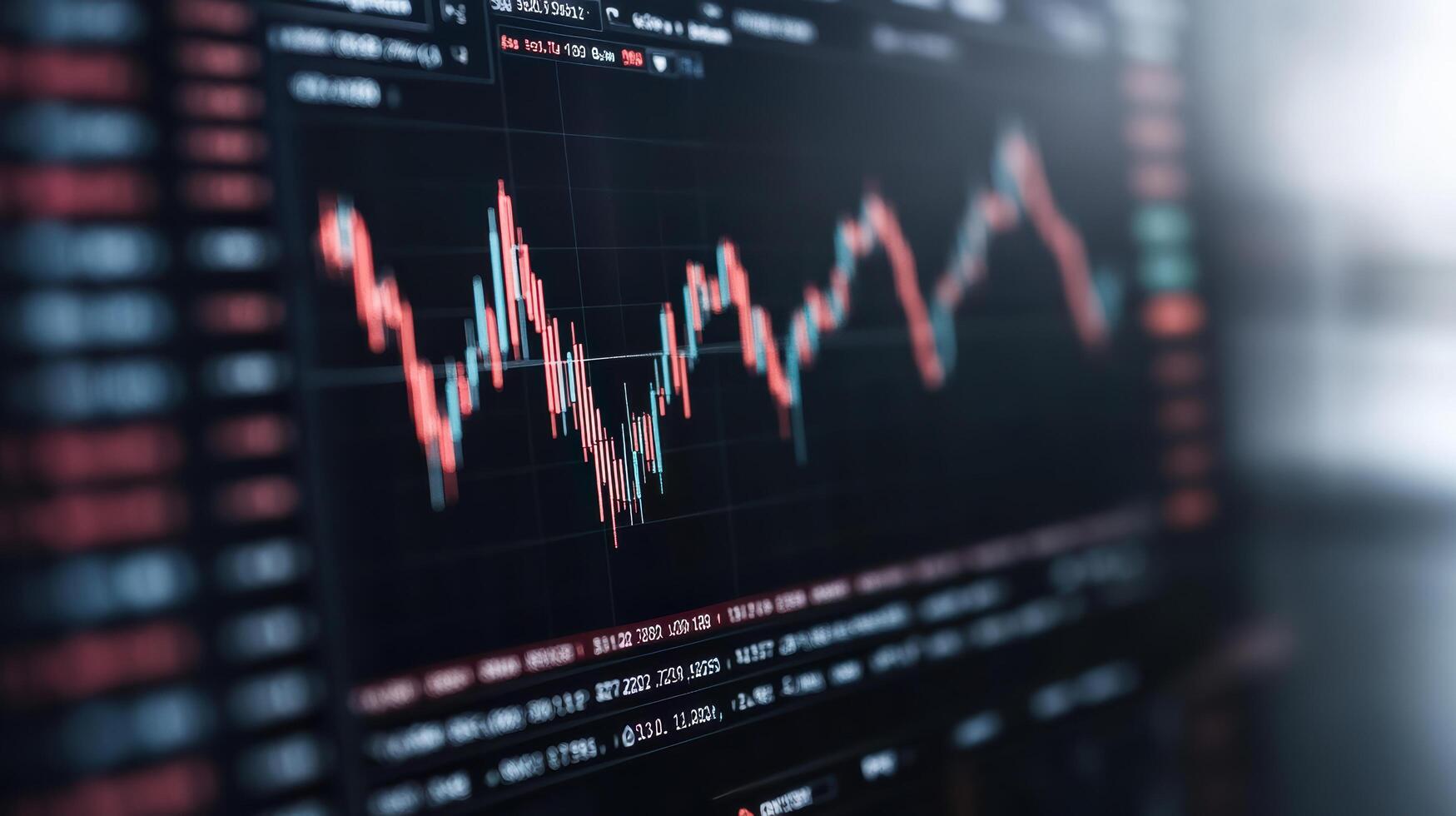 Real time financial data displayed on digital screen, showcasing market trends and analysis photo